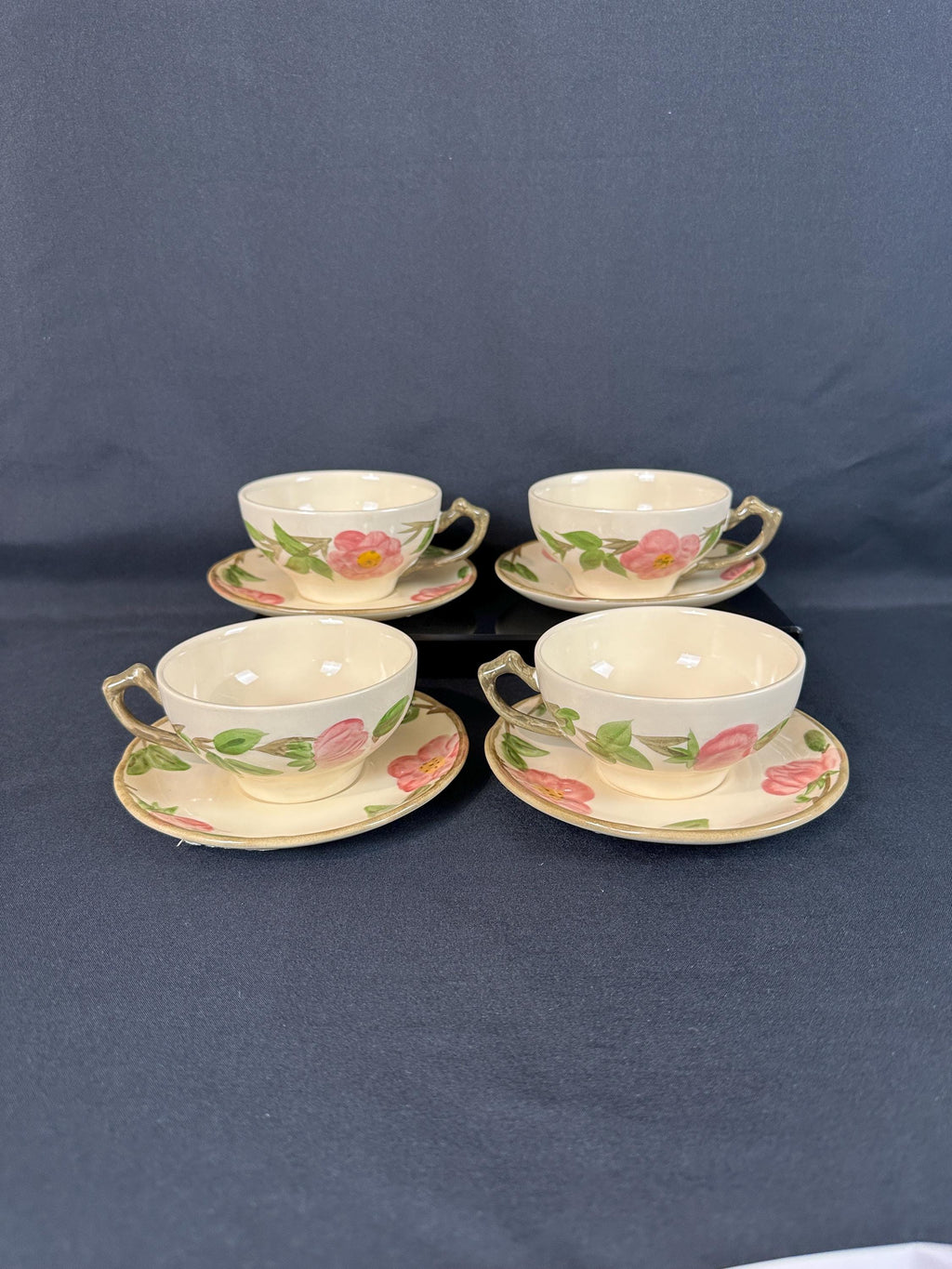 4 Franciscan Desert Rose Teacups and Saucers England