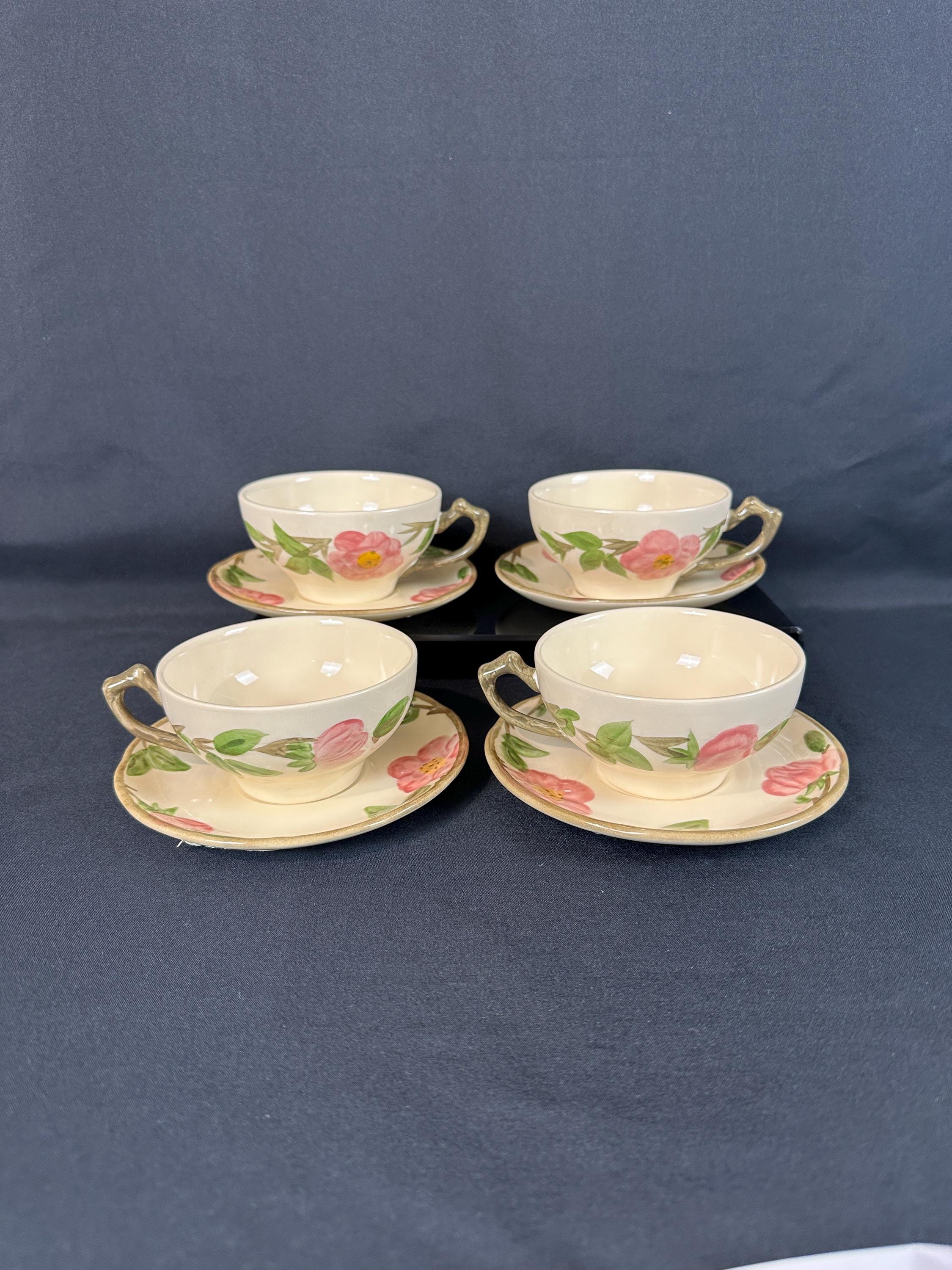 4 Franciscan Desert Rose Teacups and Saucers England