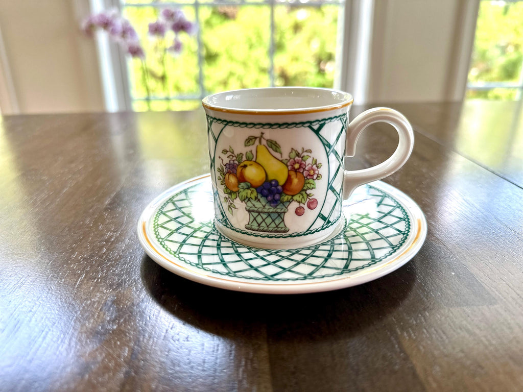 2 Villeroy and Boch Basket Demitasse Cups and Saucers