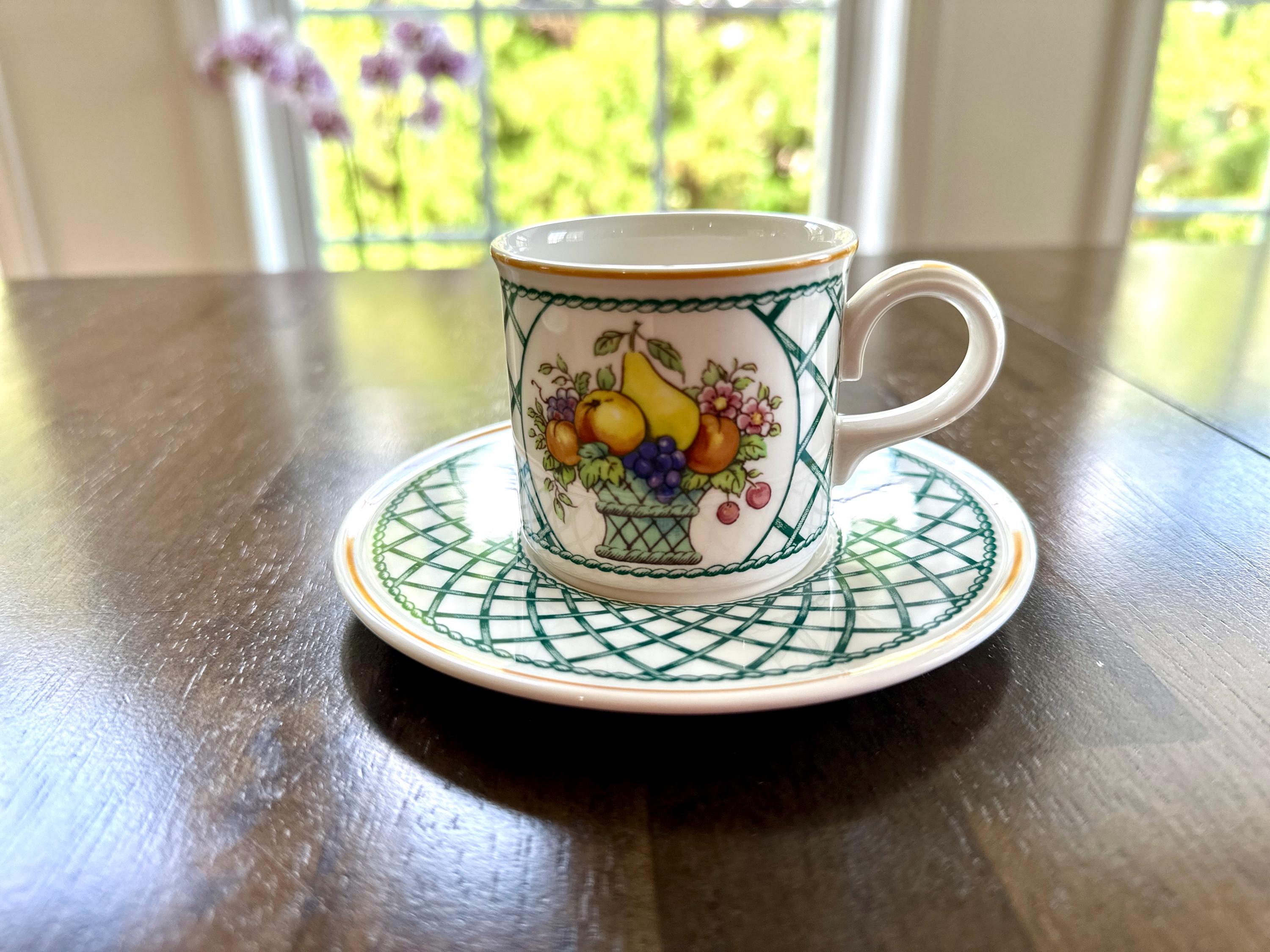 2 Villeroy and Boch Basket Demitasse Cups and Saucers