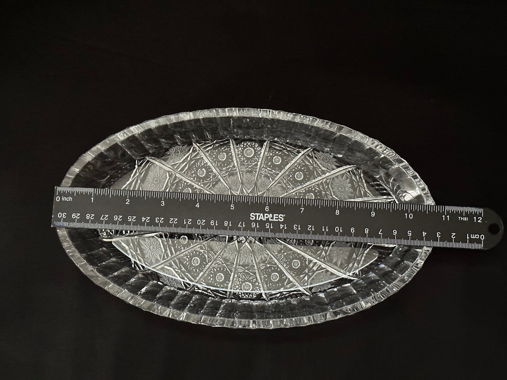 Bohemia Crystal Queens Lace Tray and Bowl