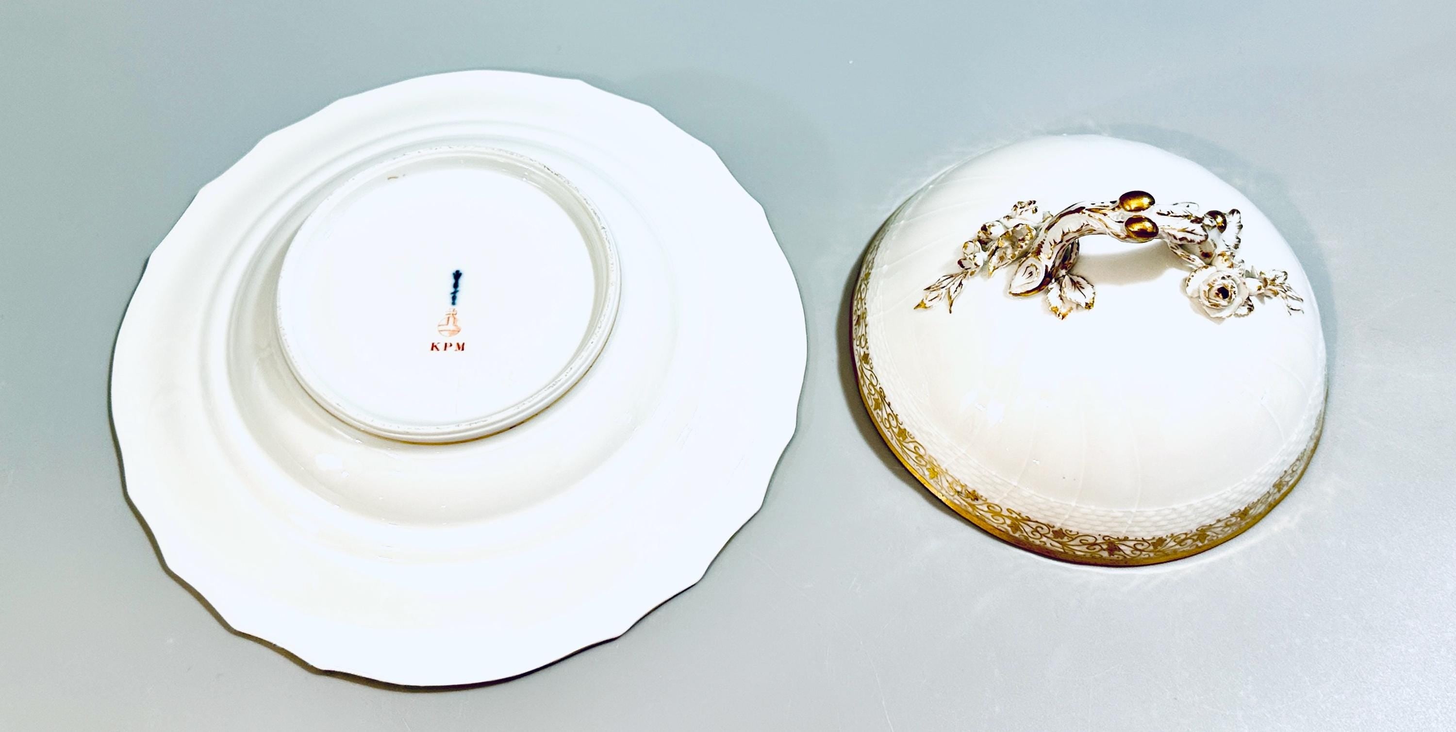 Late 1800s KPM Covered Butter Dish