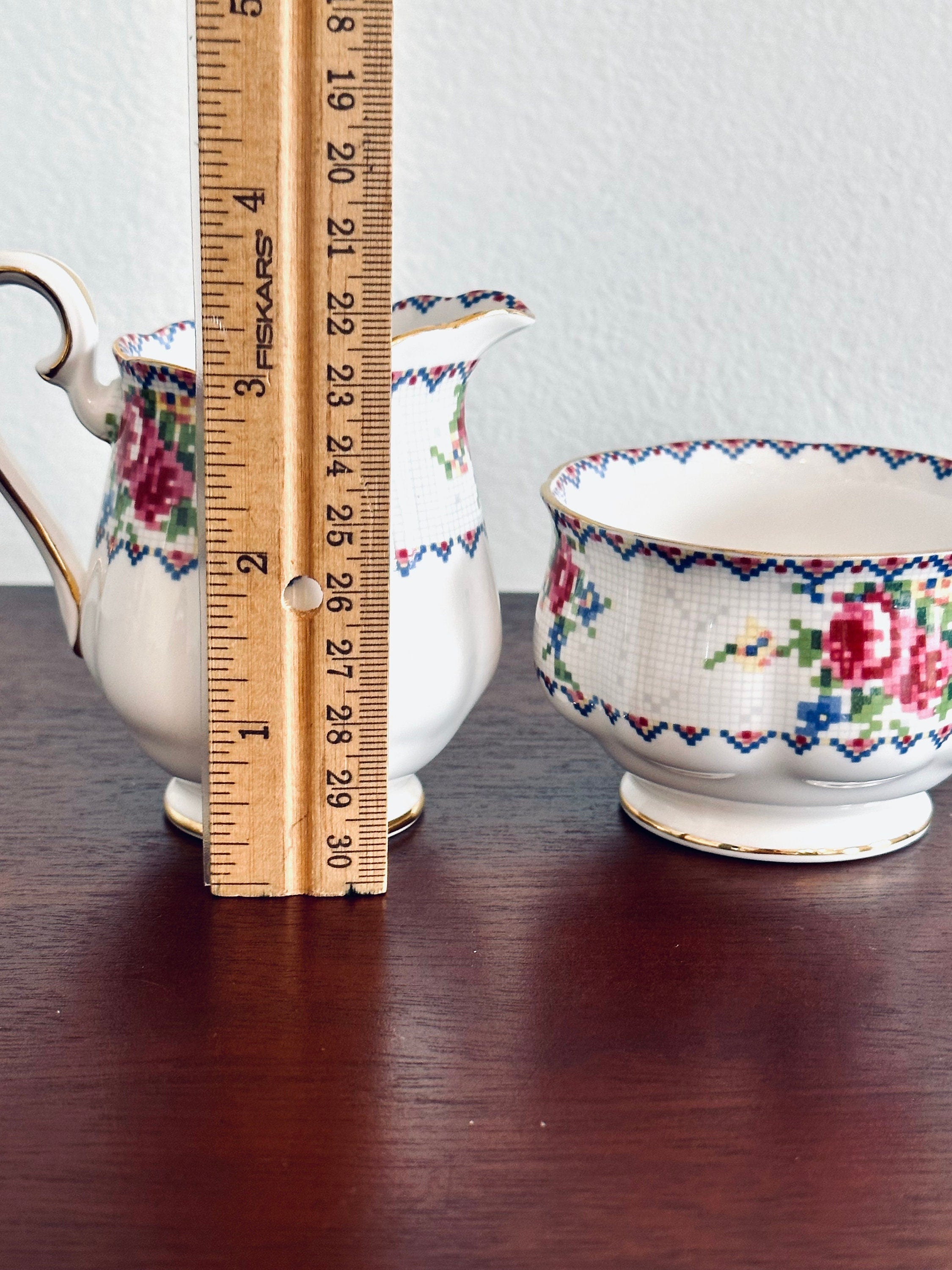 Royal Albert Petite Point Creamer and Sugar Bowl