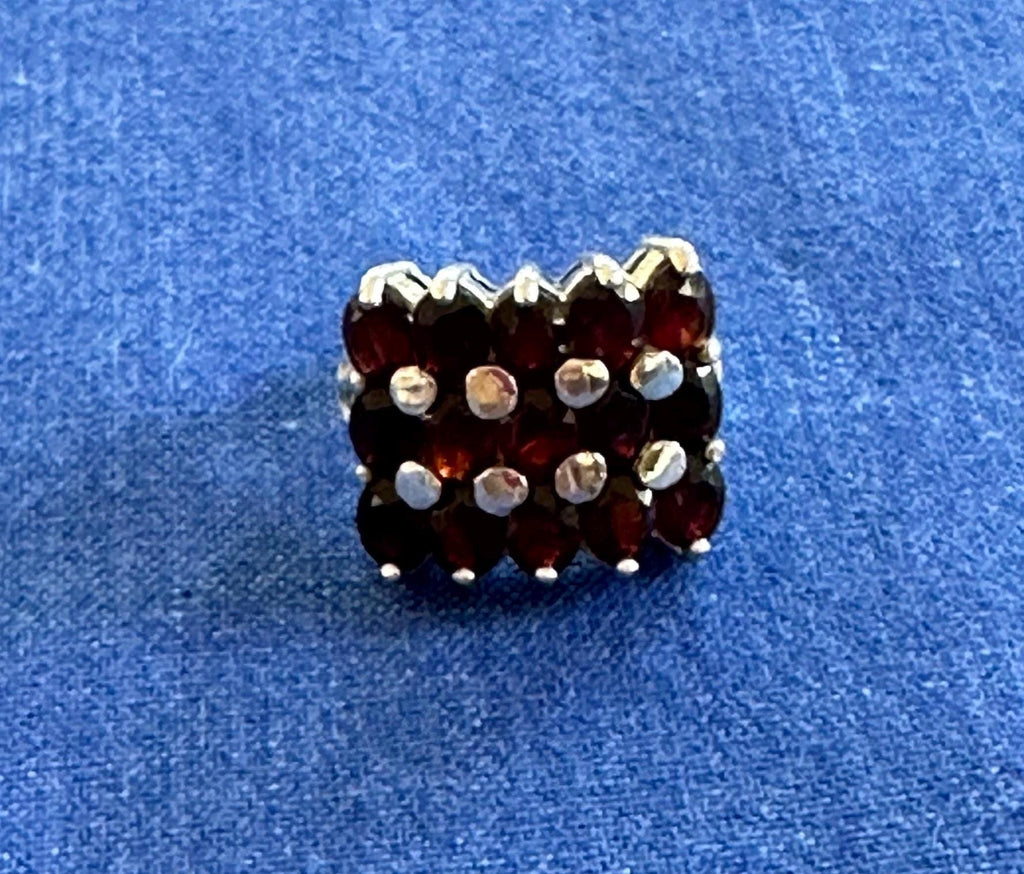 Vintage Garnet Sterling Silver Cocktail Ring
