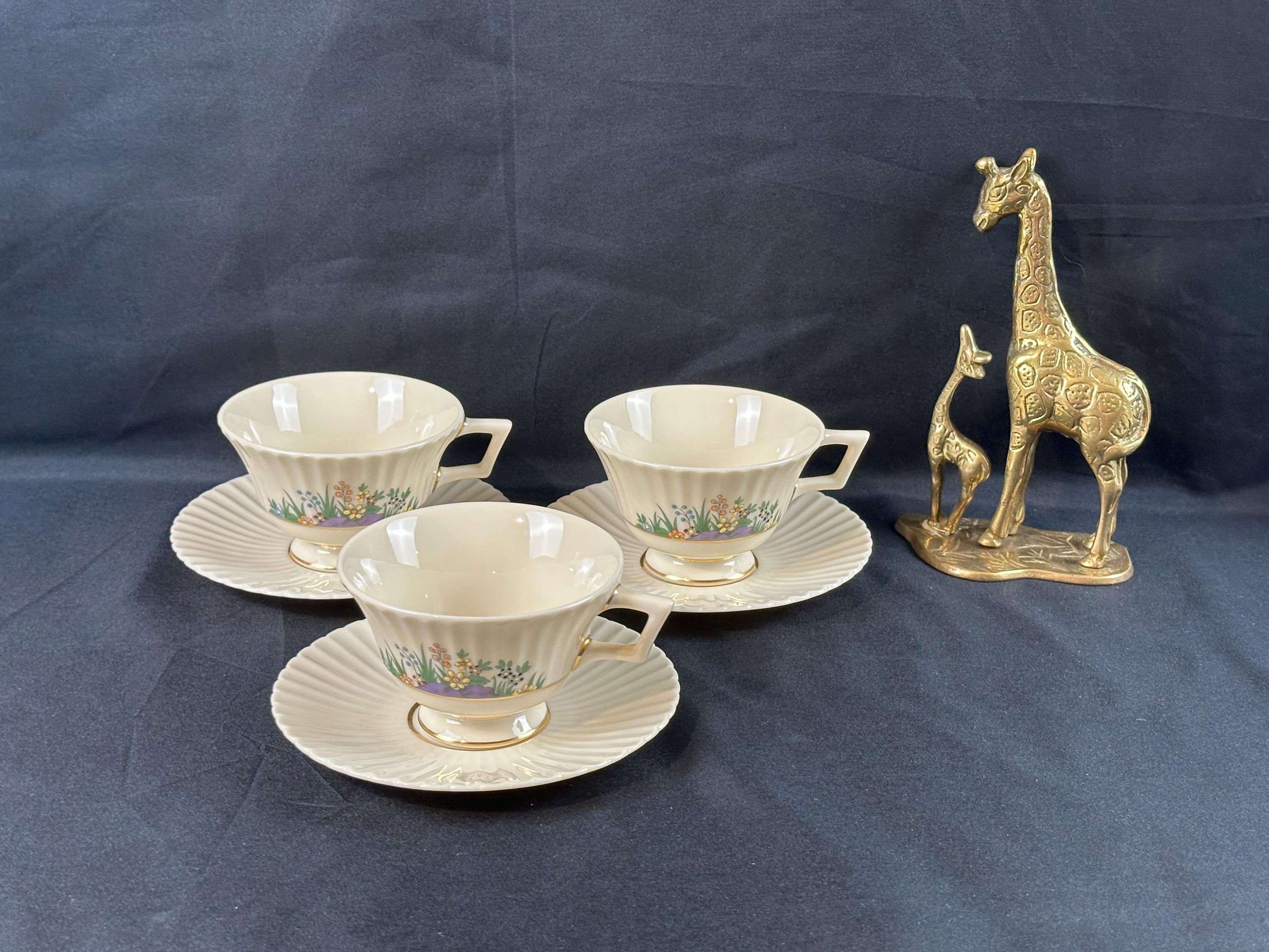 3 Lenox Rutledge Teacups and Saucers
