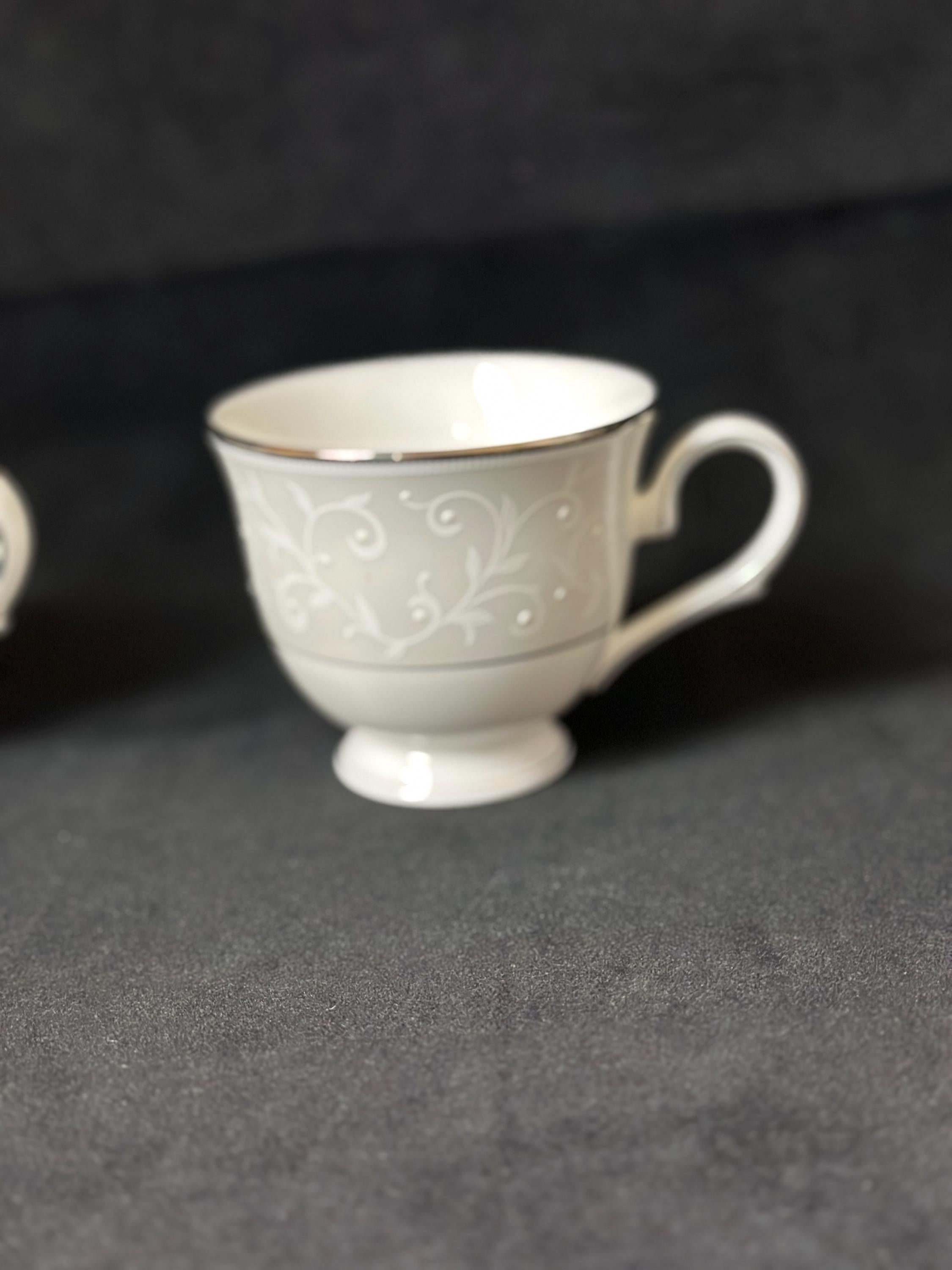 6 Lenox Opal Innocence Silver Saucers