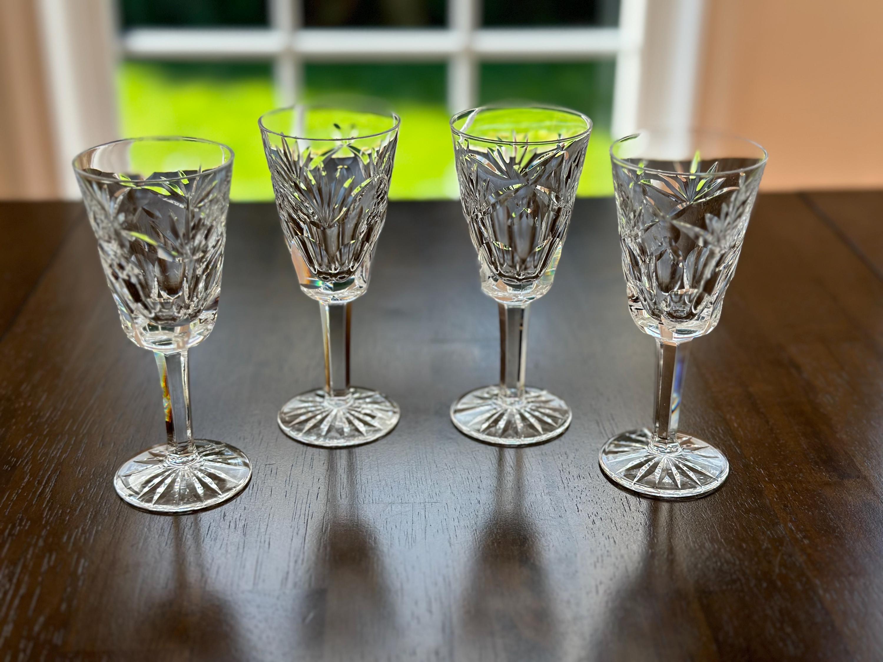 4 Waterford Crystal Sherry Glasses Ashling Pattern