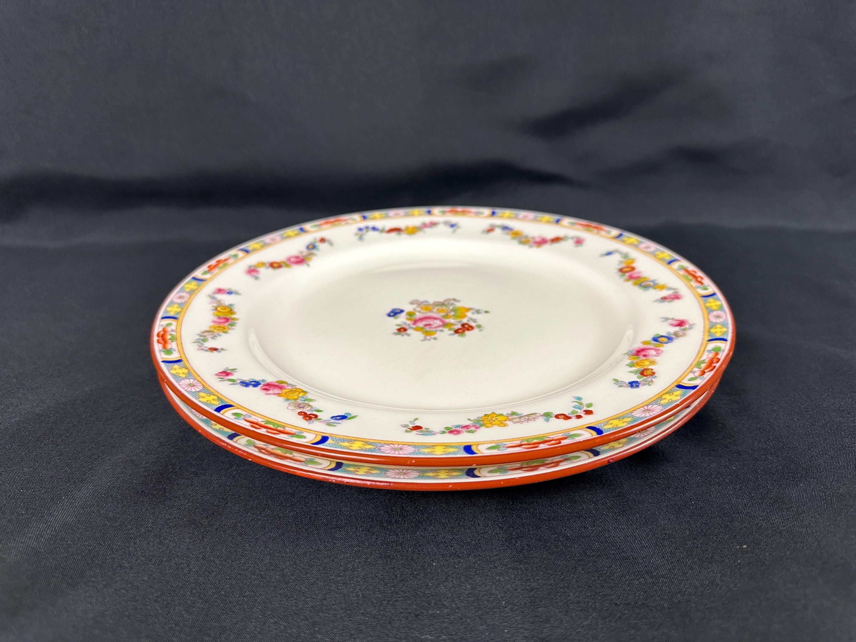 2 Minton Rose Dinner Plates Older Pattern