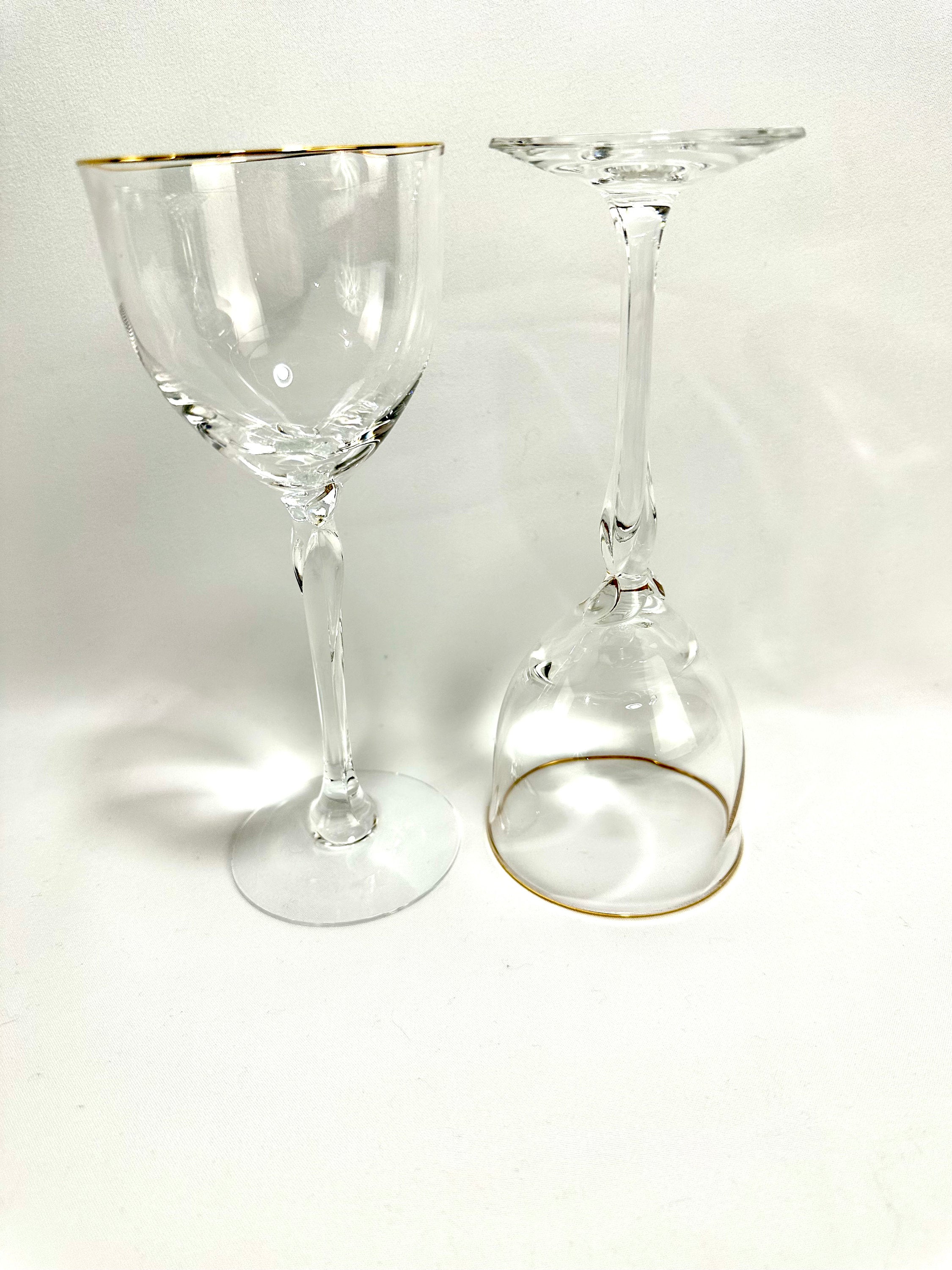 2 Lenox Rhythm Gold Wine Glasses