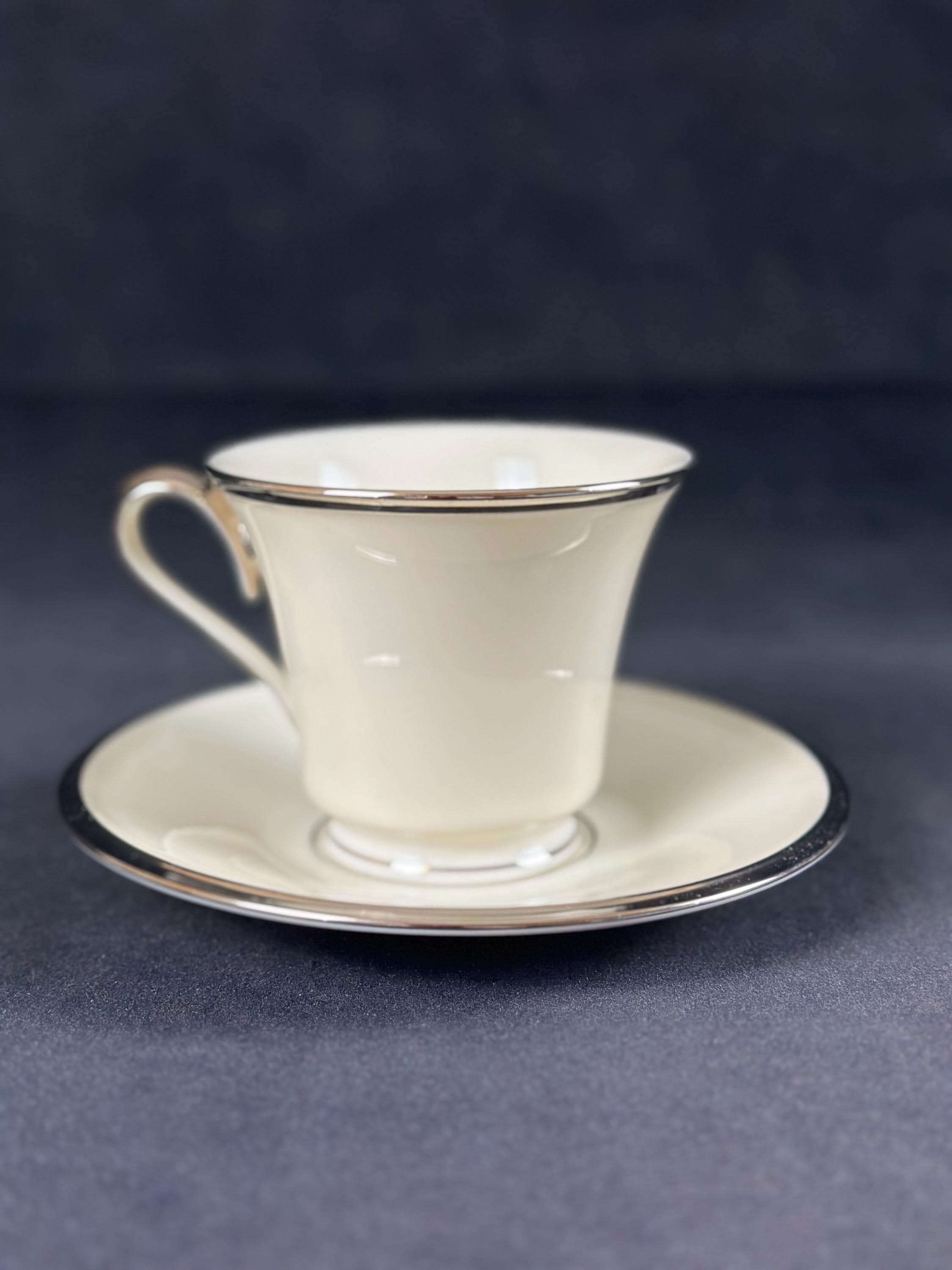 4 Lenox Solitaire Teacups and Saucers