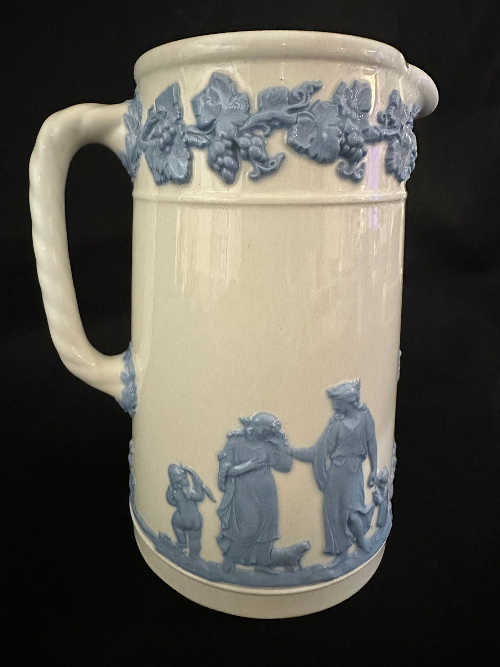 Wedgwood Jasperware Lavender on Cream Pitcher Tankard Jug