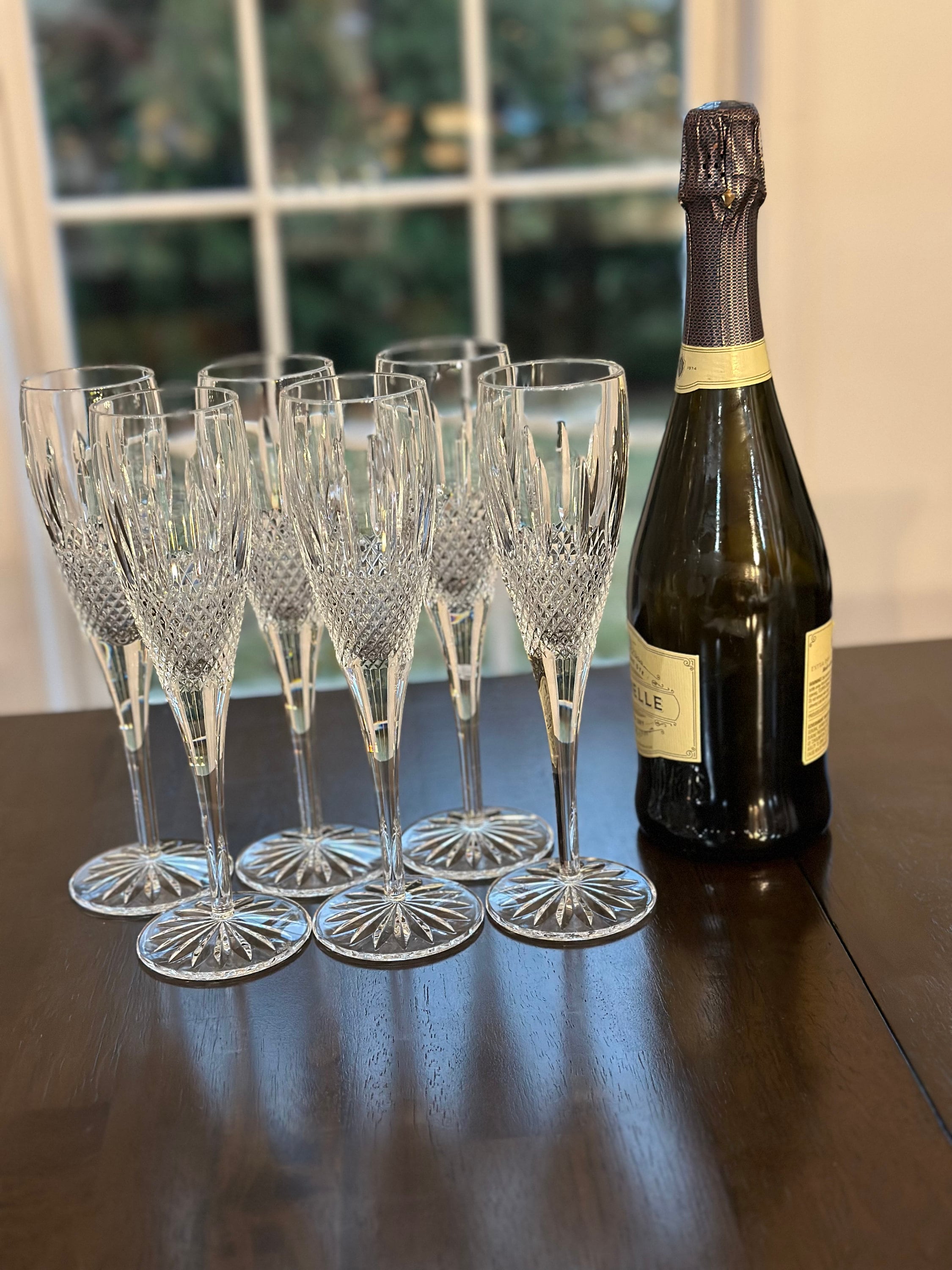 6 Waterford Glenmede Crystal Champagne Flutes