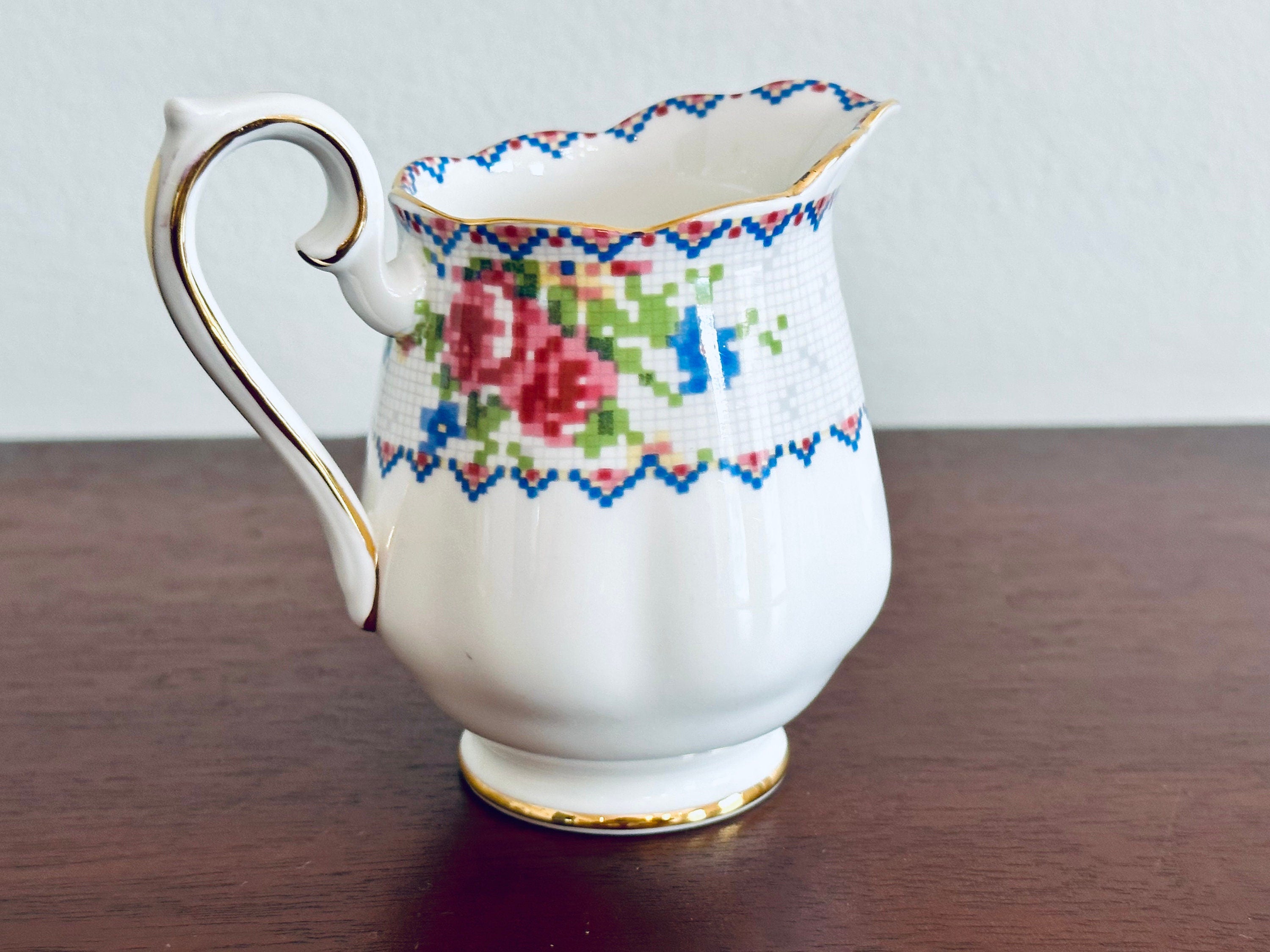 Royal Albert Petite Point Creamer and Sugar Bowl