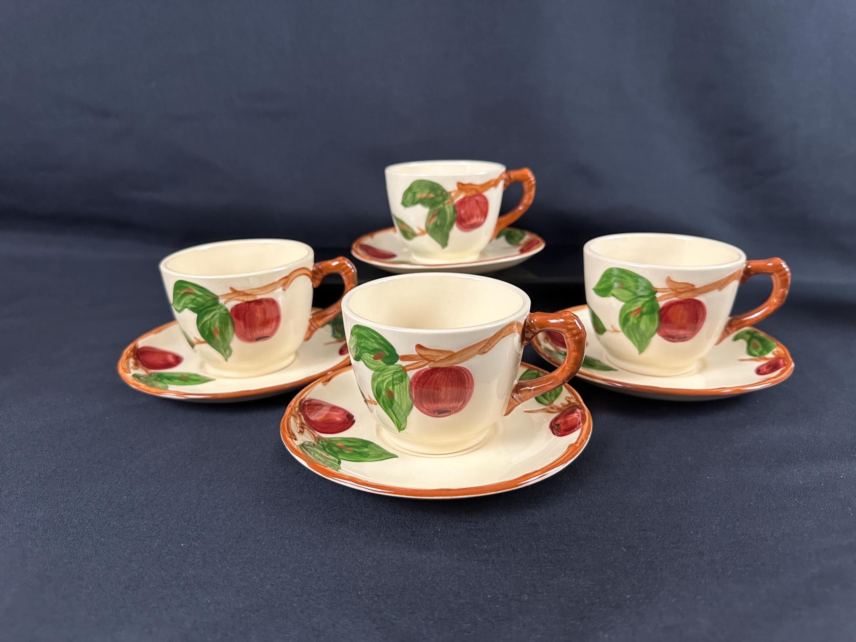 4 Franciscan Apple Teacups and Saucers USA