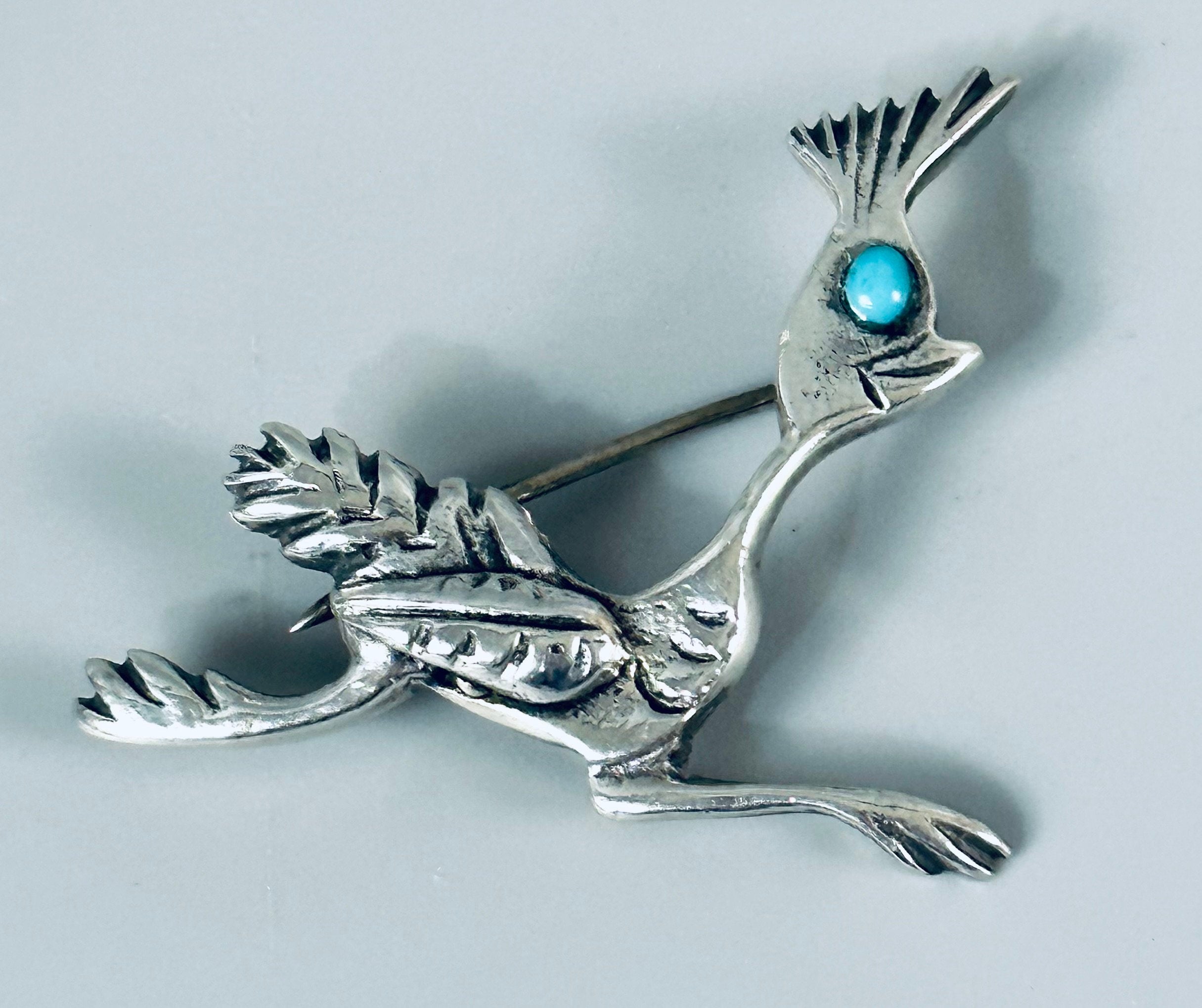 Vintage Sterling Silver Roadrunner Pin