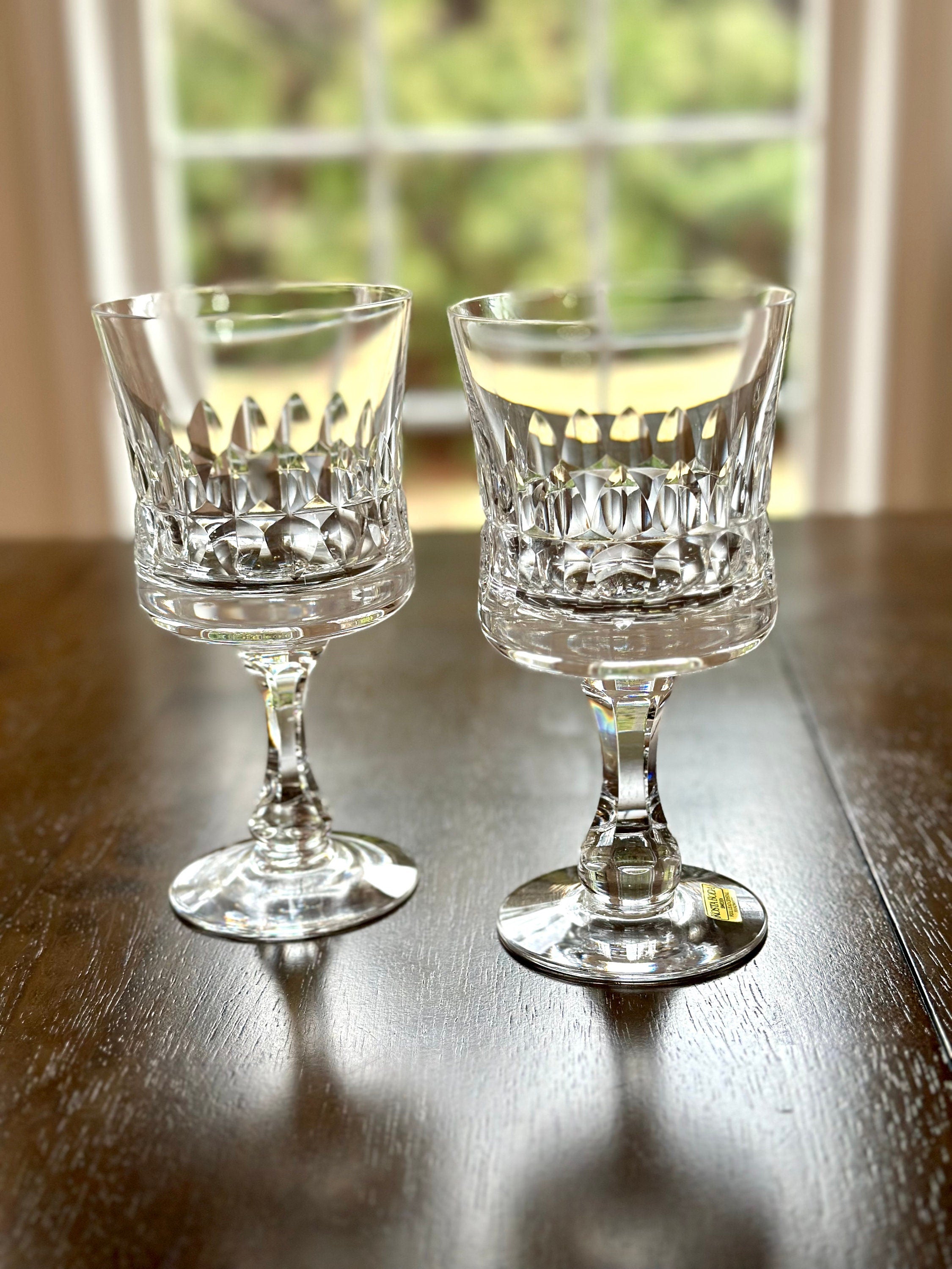 2 Kosta Boda Prince White Wine Glasses