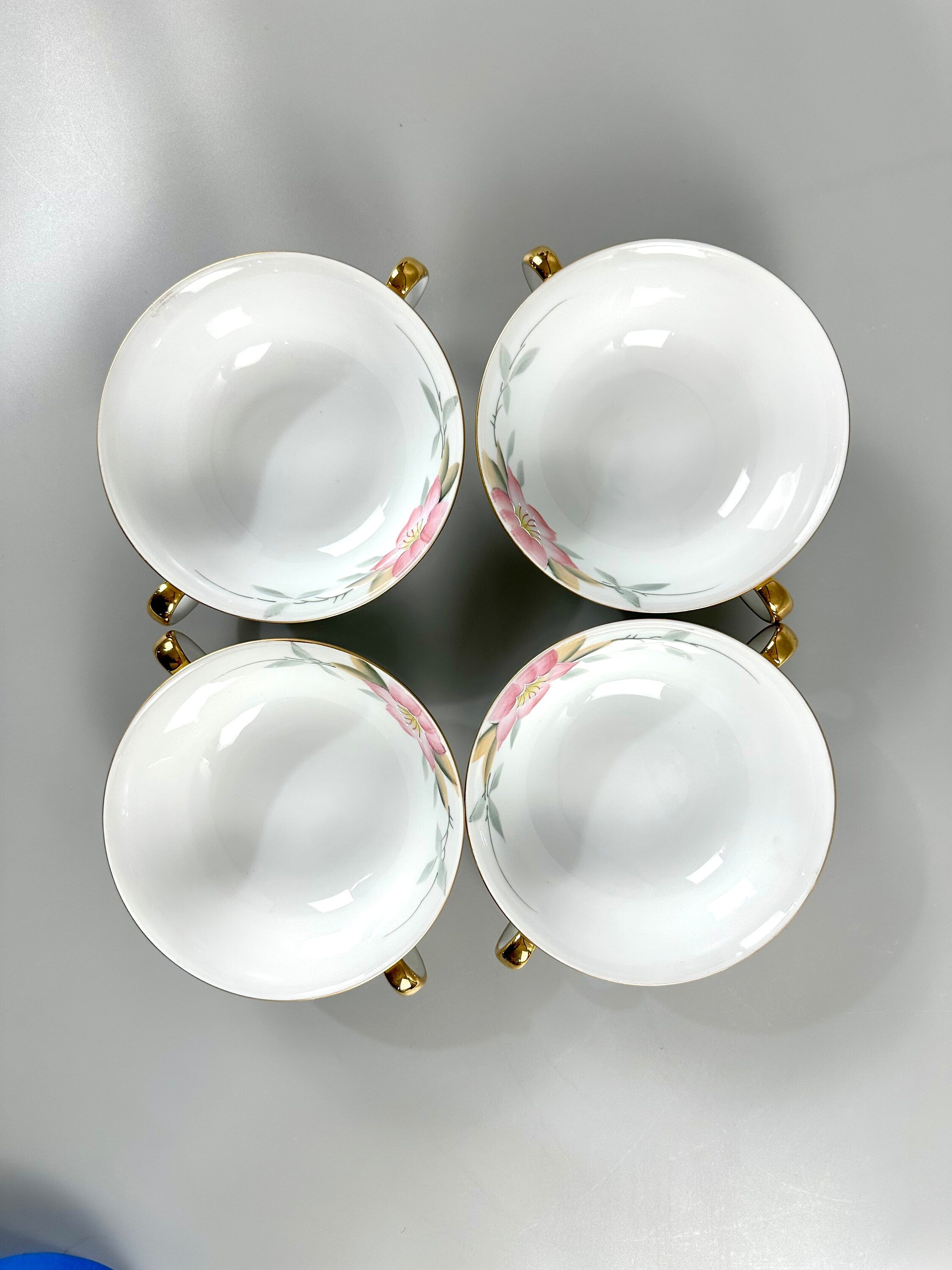 4 Noritake Azalea Flat Cream Soup Bowls