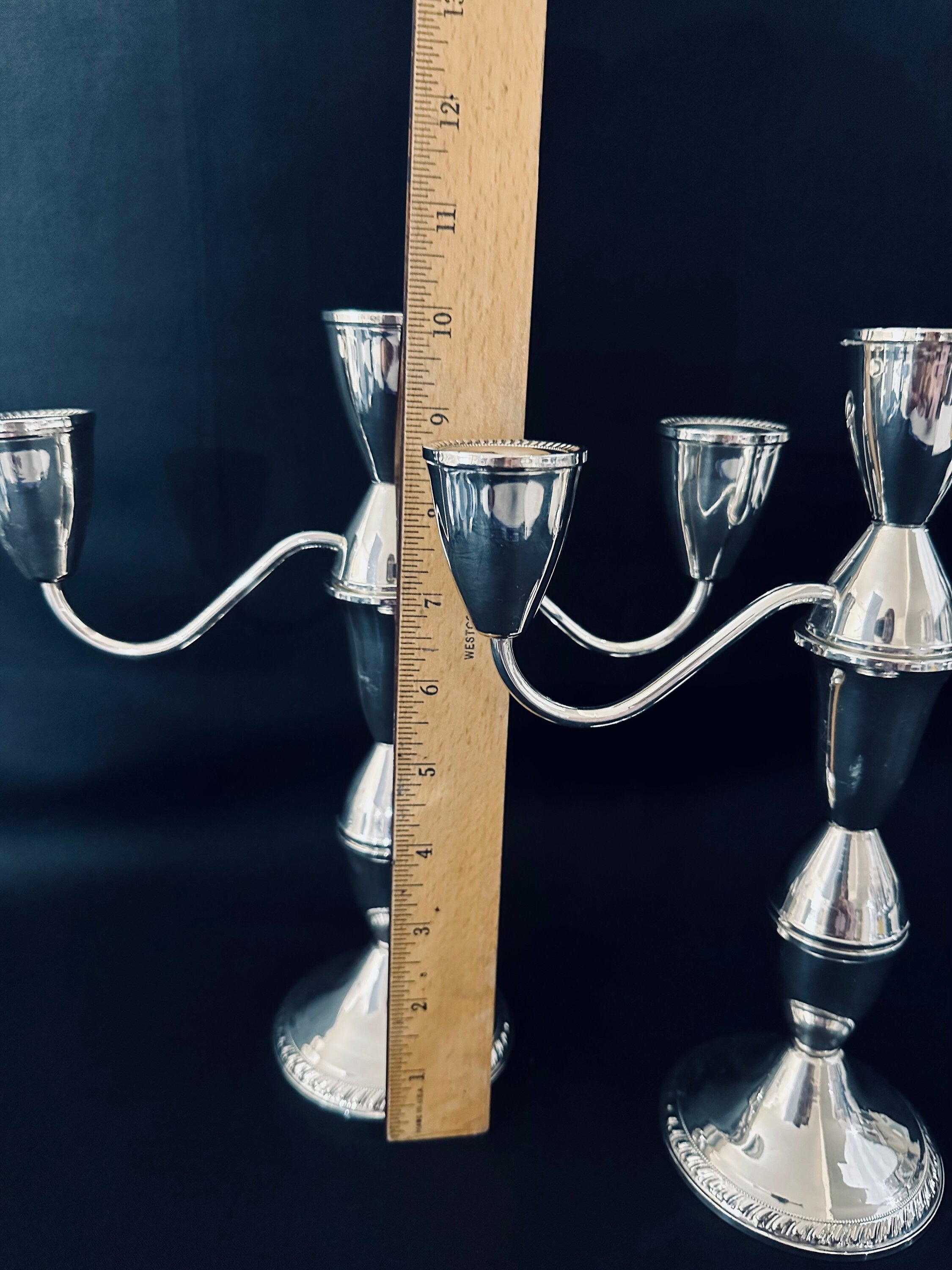 2 Sterling Silver Weighted Duchin Convertible Candleabras