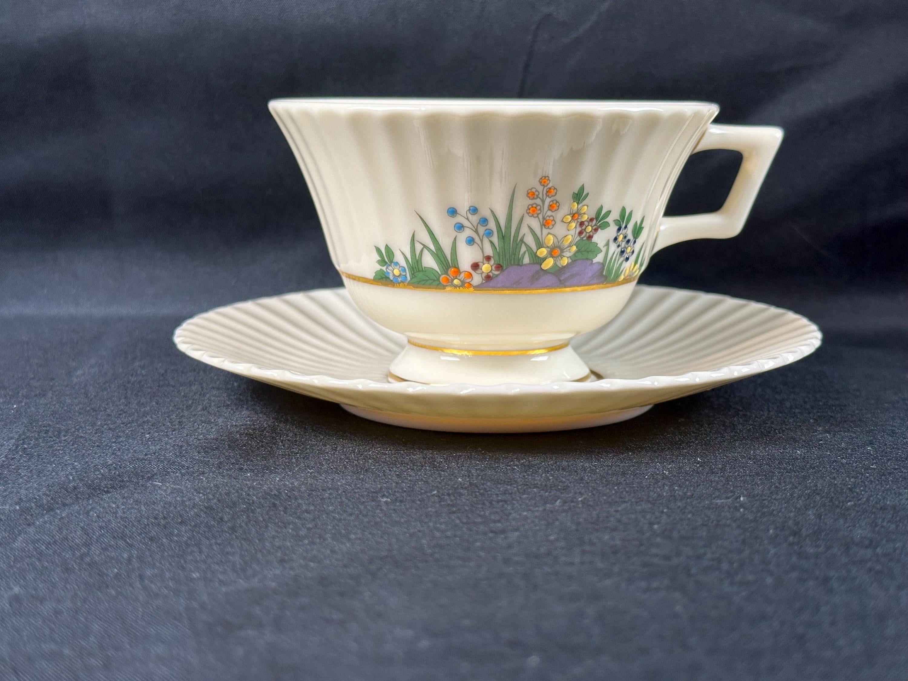 3 Lenox Rutledge Teacups and Saucers