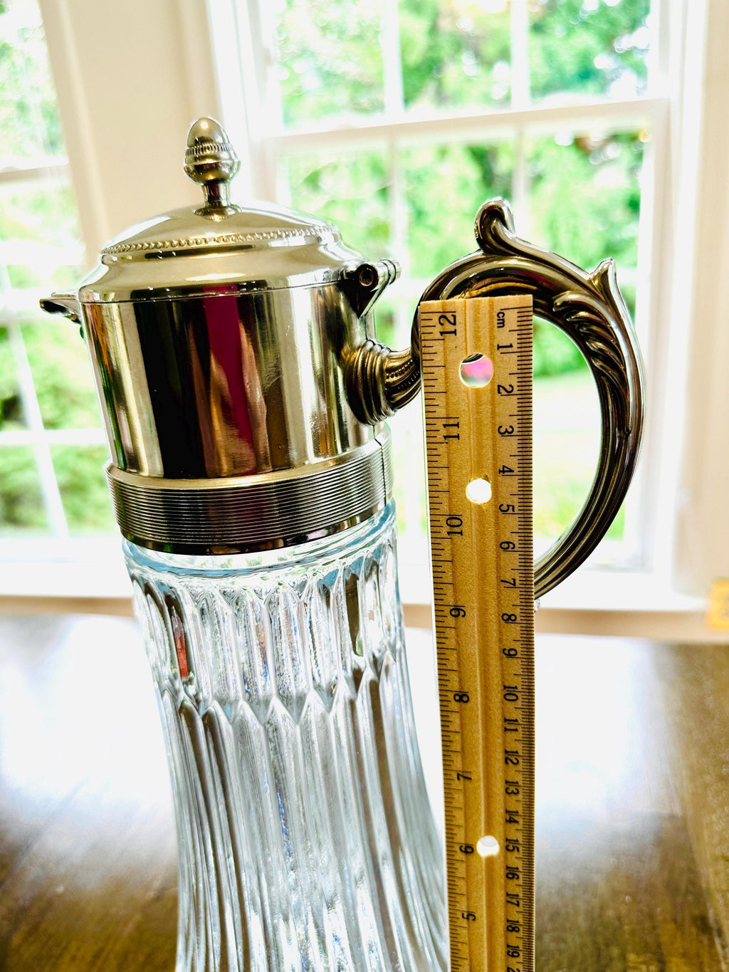 Tall Claret Decanter Glass and Silver Plate