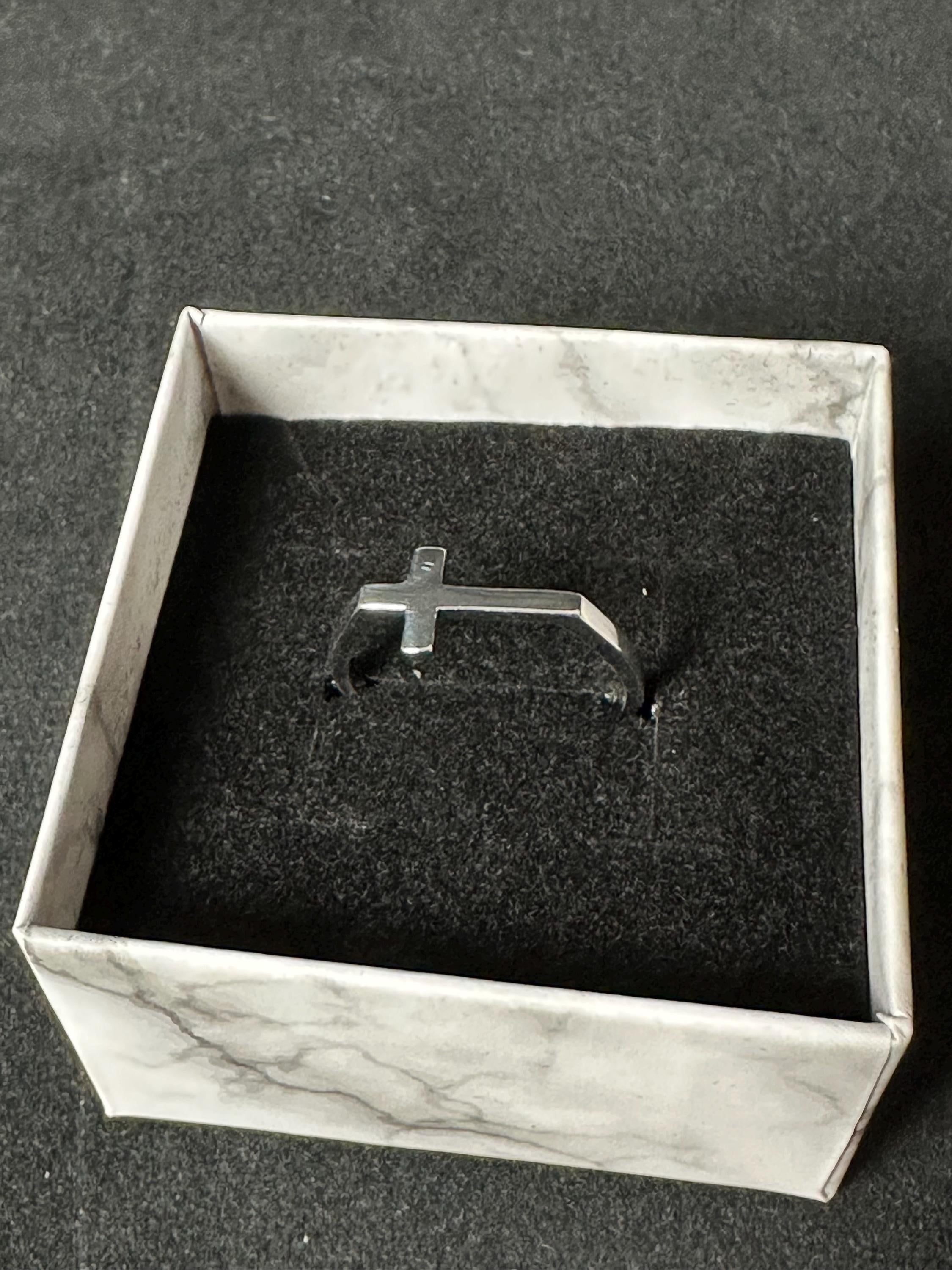Delicate Crucifix Sterling Silver Ring