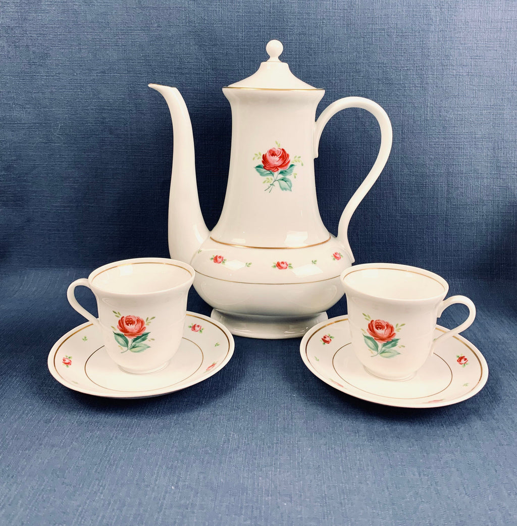 Vintage Hutschenreuther Coffee Dessert Set: Mid-Century German China