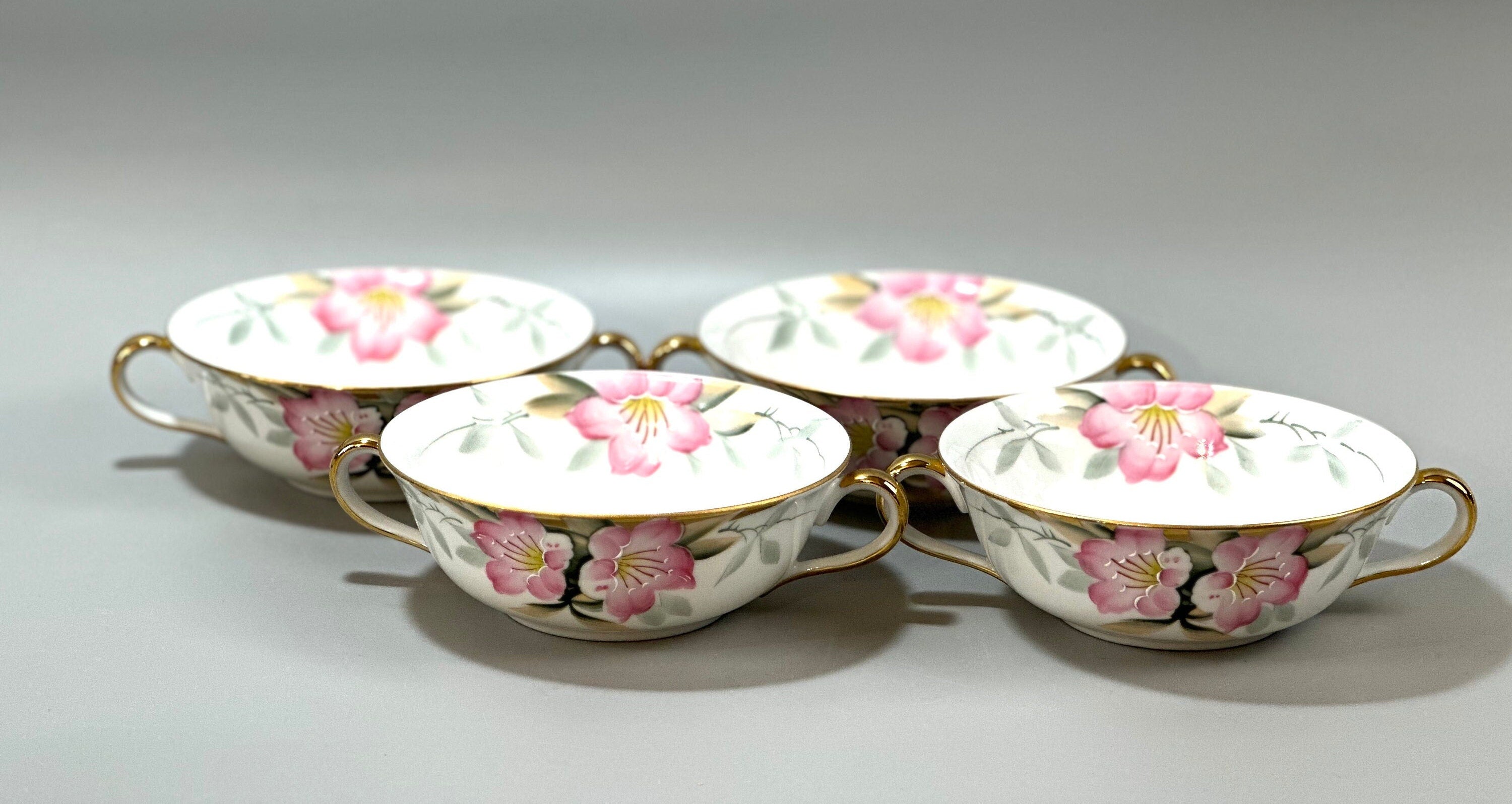 4 Noritake Azalea Flat Cream Soup Bowls