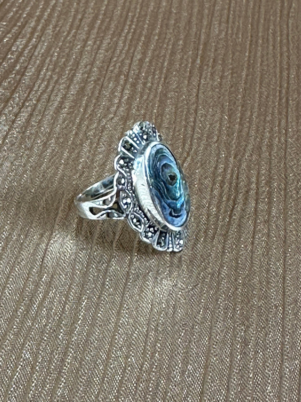 Sterling Silver Abalone and Marsite Nanette Ring