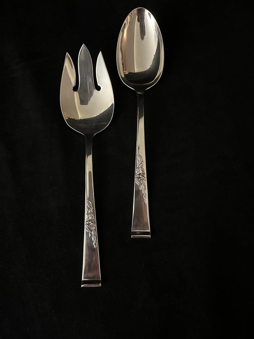 Reed and Barton Classic Rose Sterling Silver Salad Set