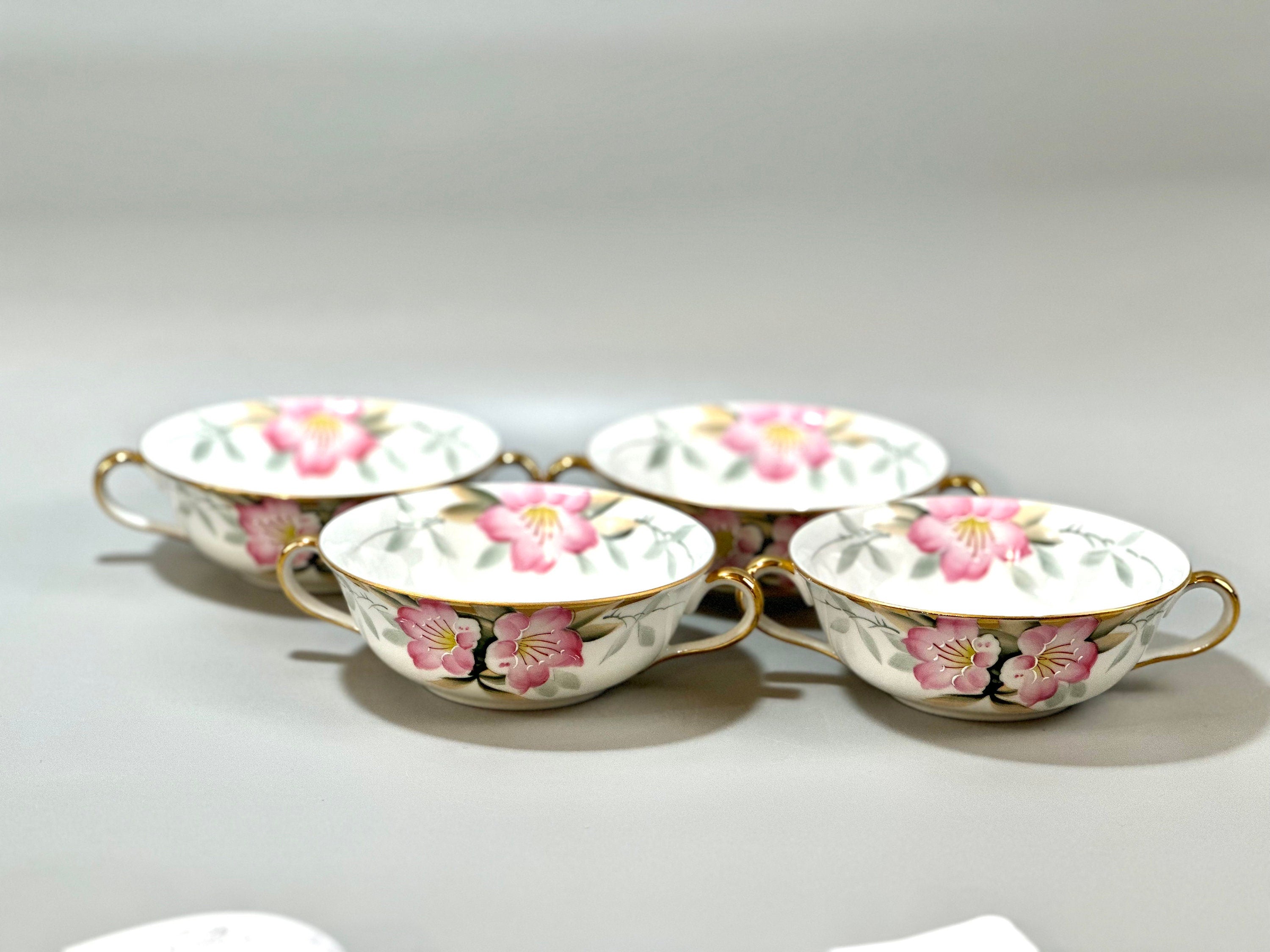 4 Noritake Azalea Flat Cream Soup Bowls