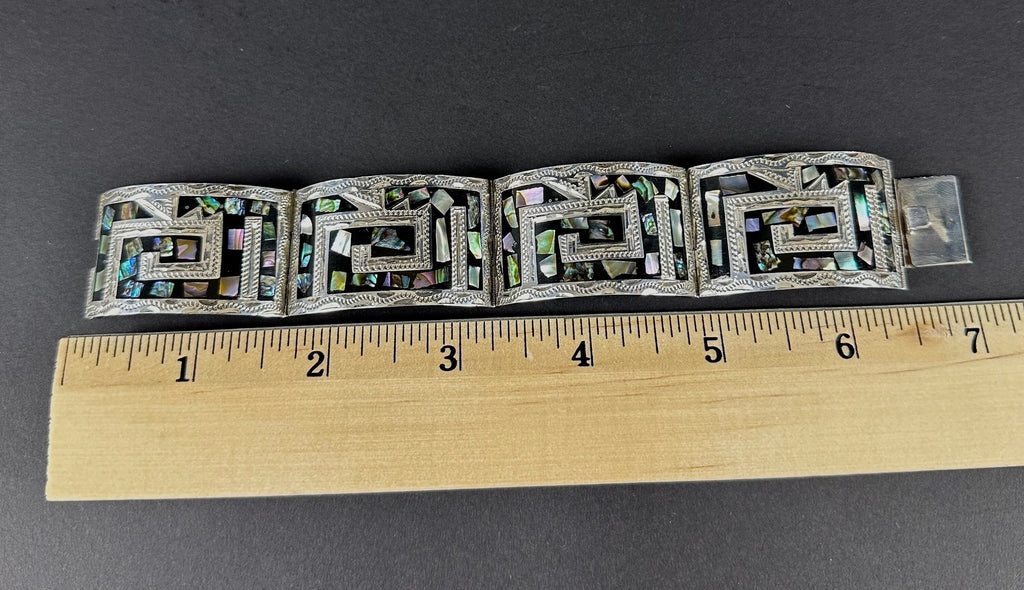 Thick Sterling Silver and Abalone  Bracelet