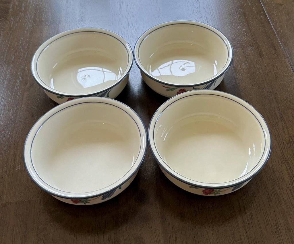 4 Lenox Poppies on Blue Bowls