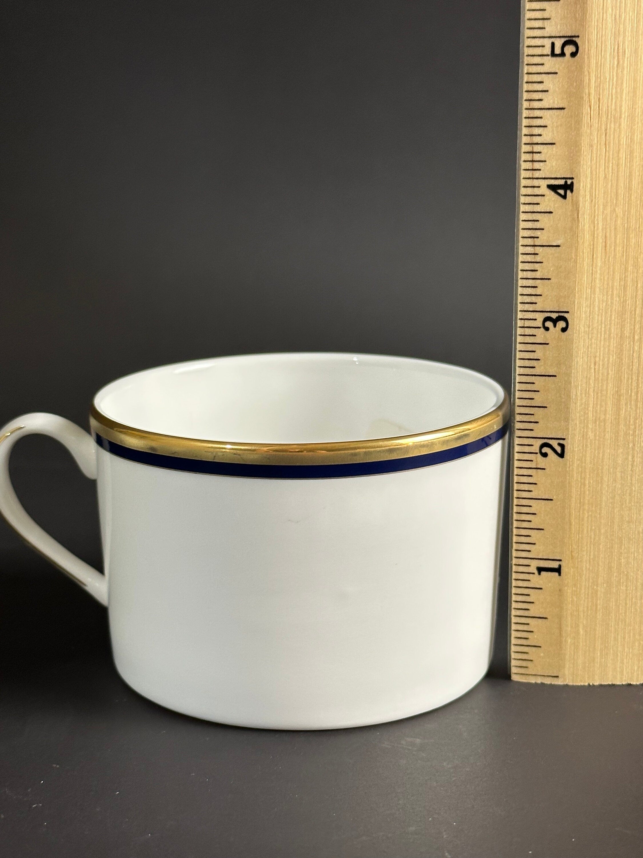 Six Lenox “Library Lane Navy” Teacups /Flat Mugs by Kate Spade