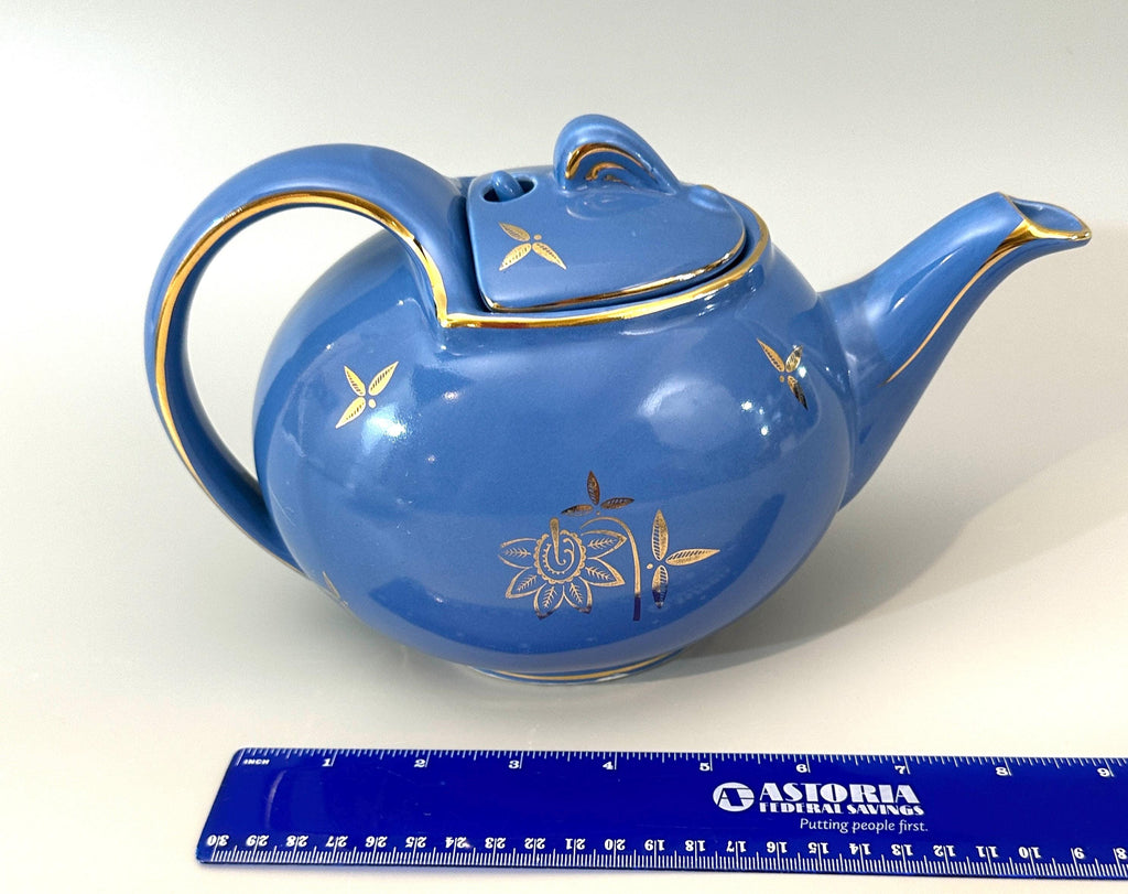 1945 Hall Hook Top Cadet Blue 6 Cup Teapot