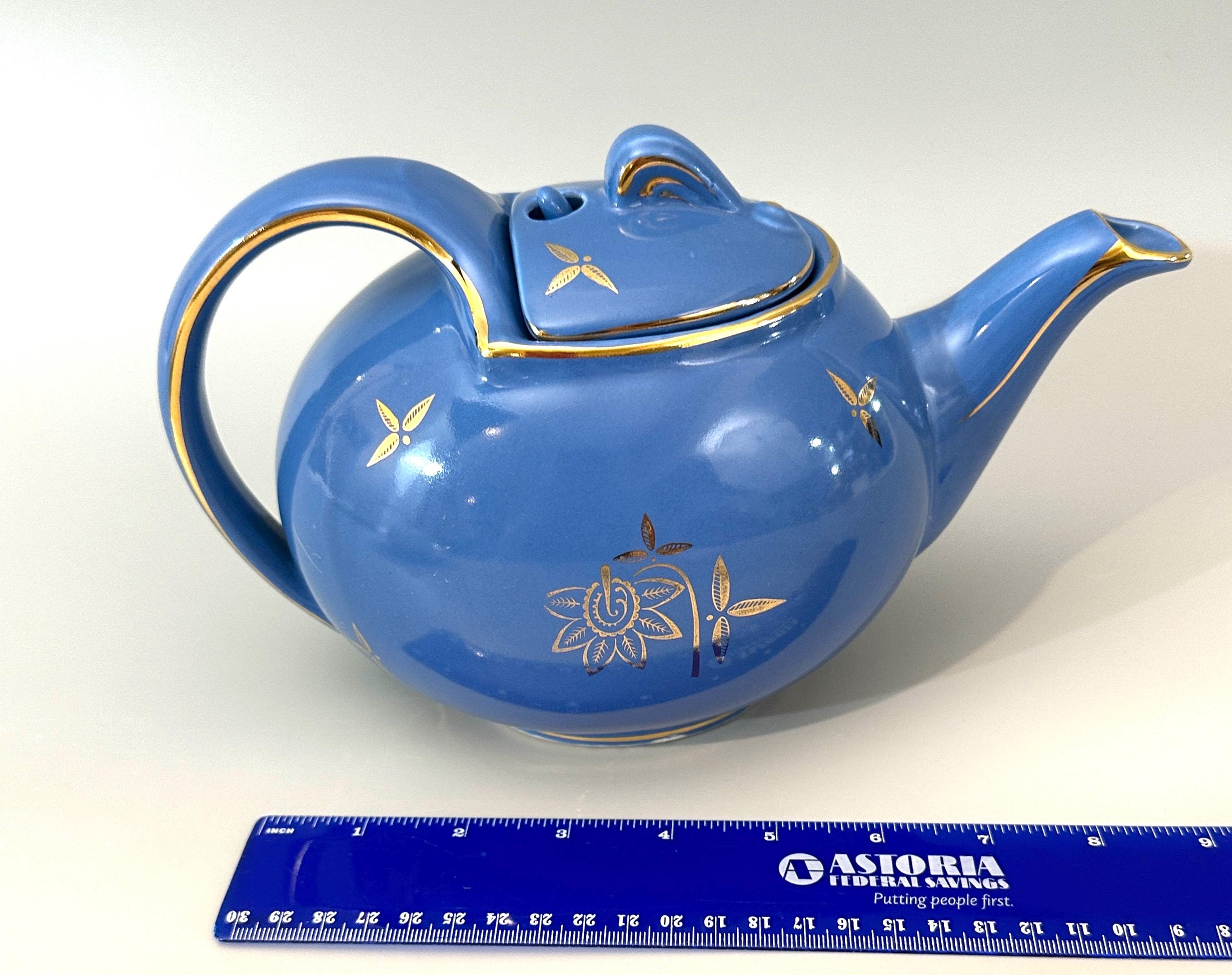 1945 Hall Hook Top Cadet Blue 6 Cup Teapot