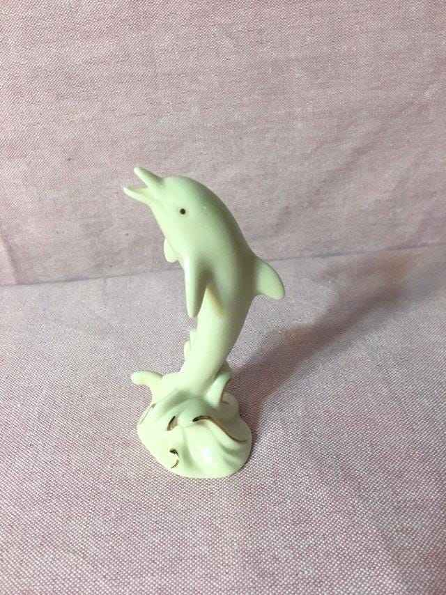 Lenox Ivory China Dolphin Figurine: Gold Accents, 4"
