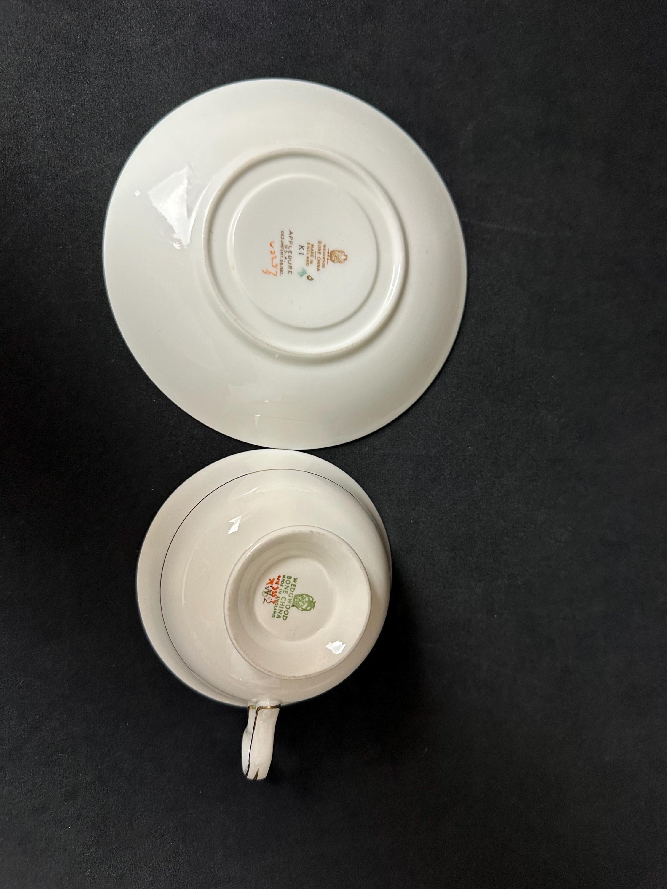 3 Wedgwood Appledore Teacups and Saucers