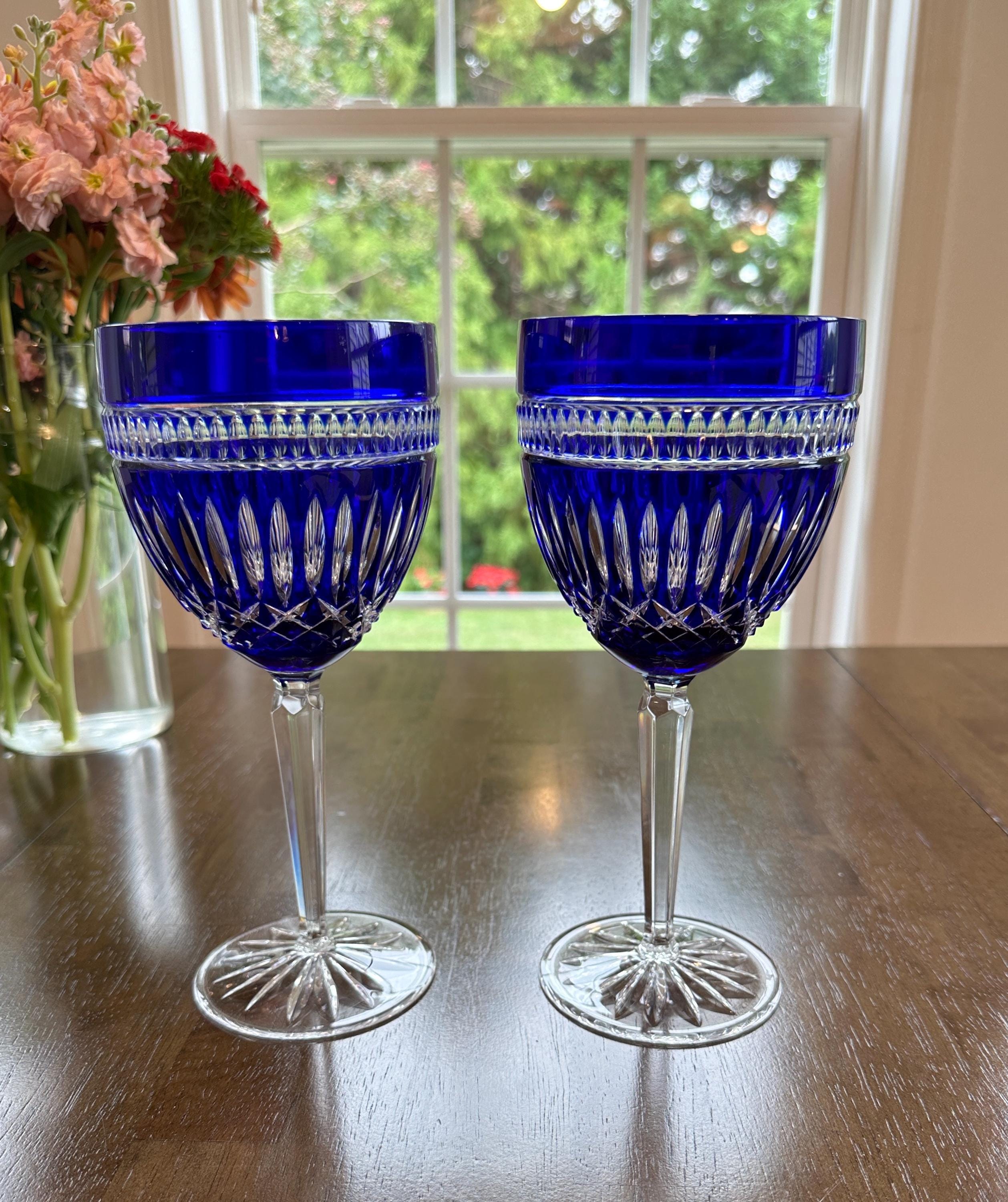 2 Waterford Crystal Serenity Sapphire Goblets