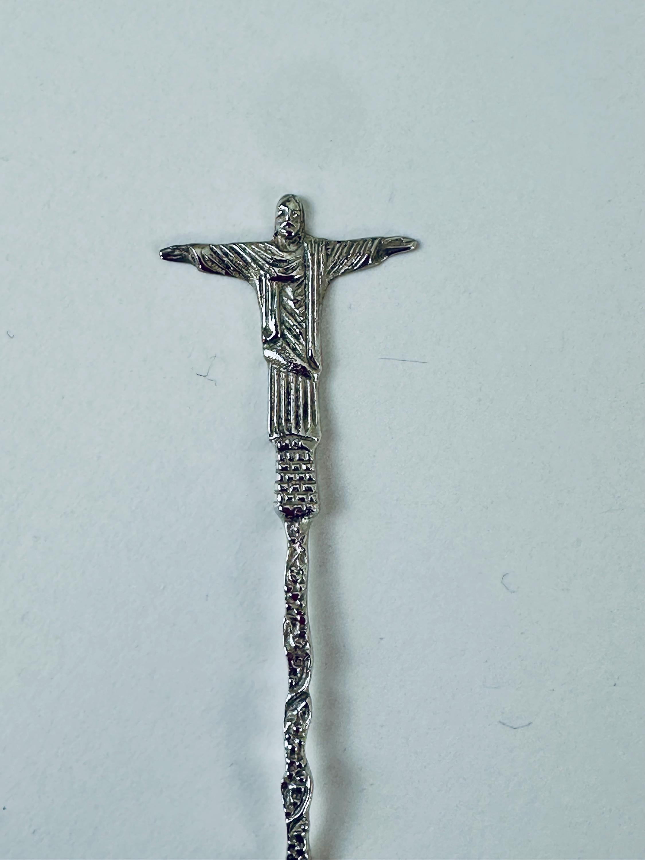 Sterling Silver Salt Spoon Christ the Redeemer of São Paulo