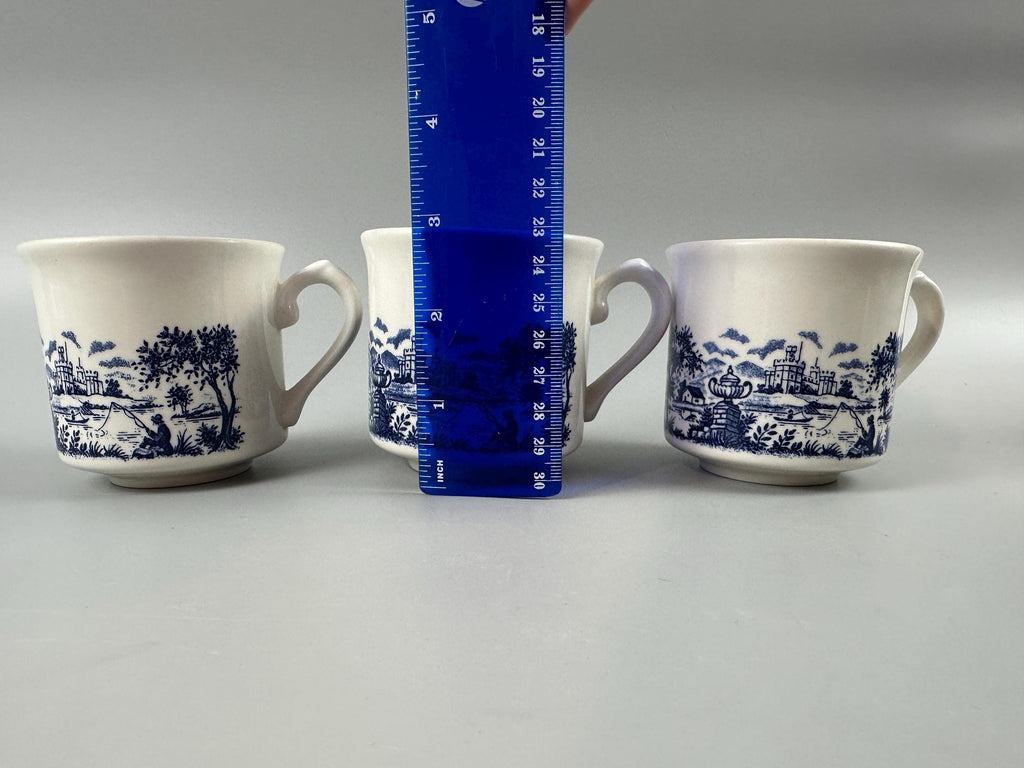 3 Churchill English Scene Blue Cups and Saucers