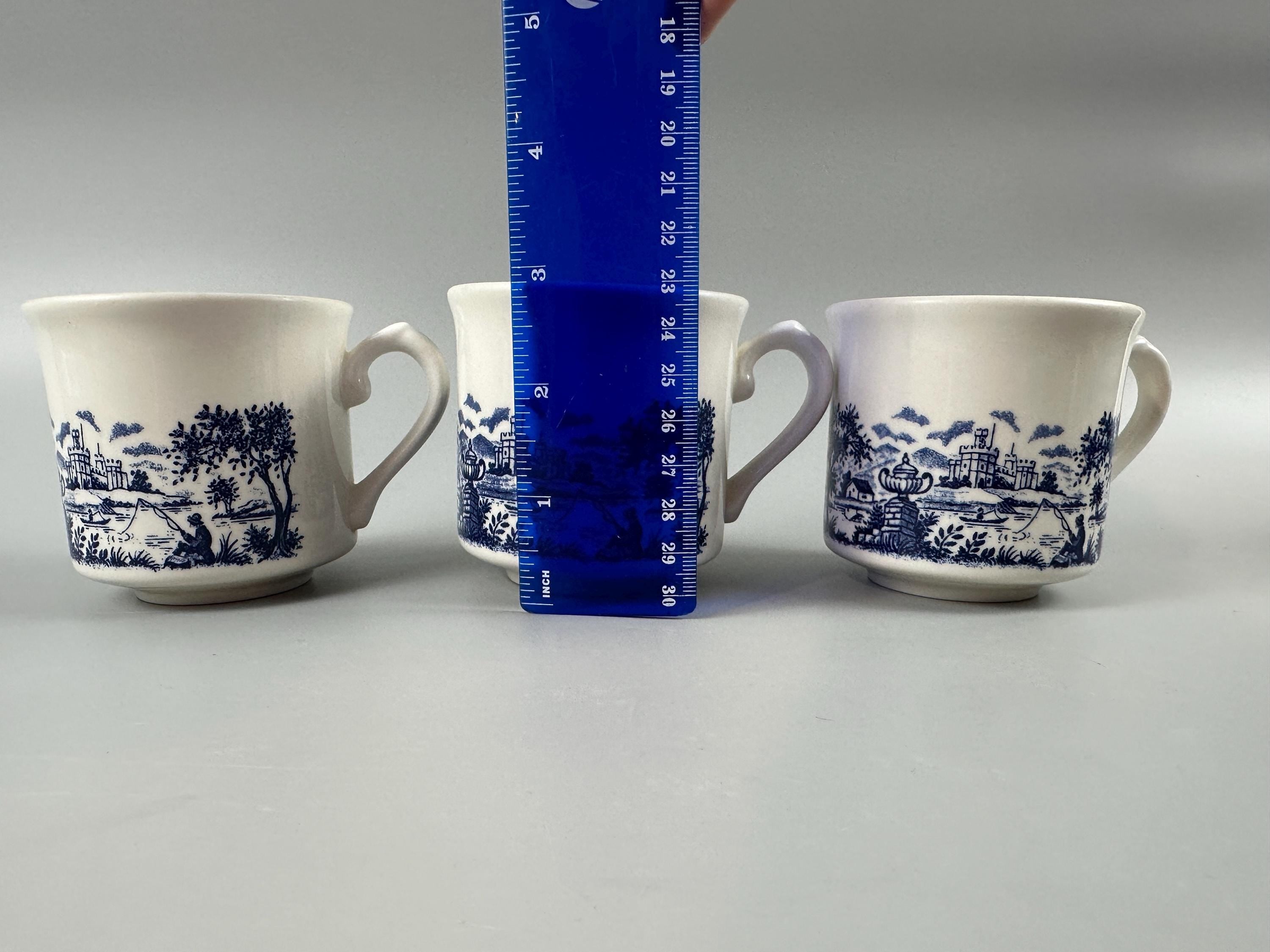 3 Churchill English Scene Blue Cups and Saucers