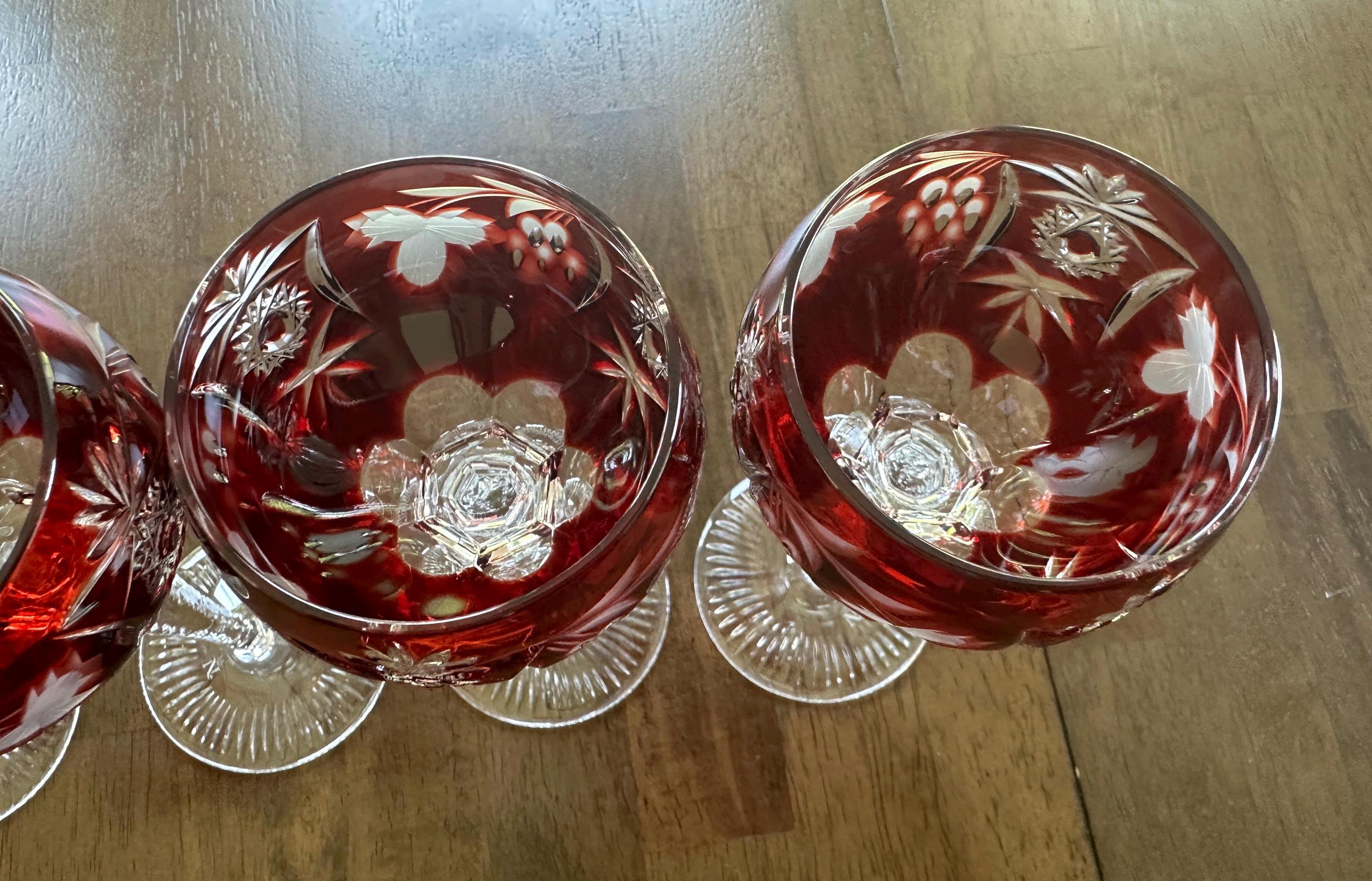 4 Nachtmann Traube Ruby Hock Wine Glasses