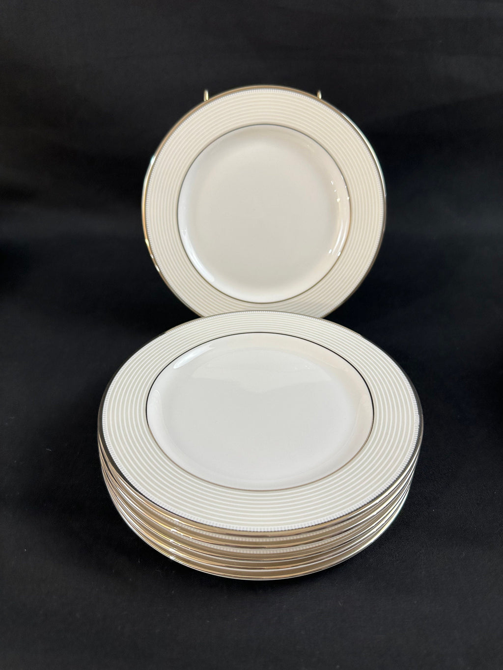 6 Lenox Opal Innocence Stripe Bread Plates