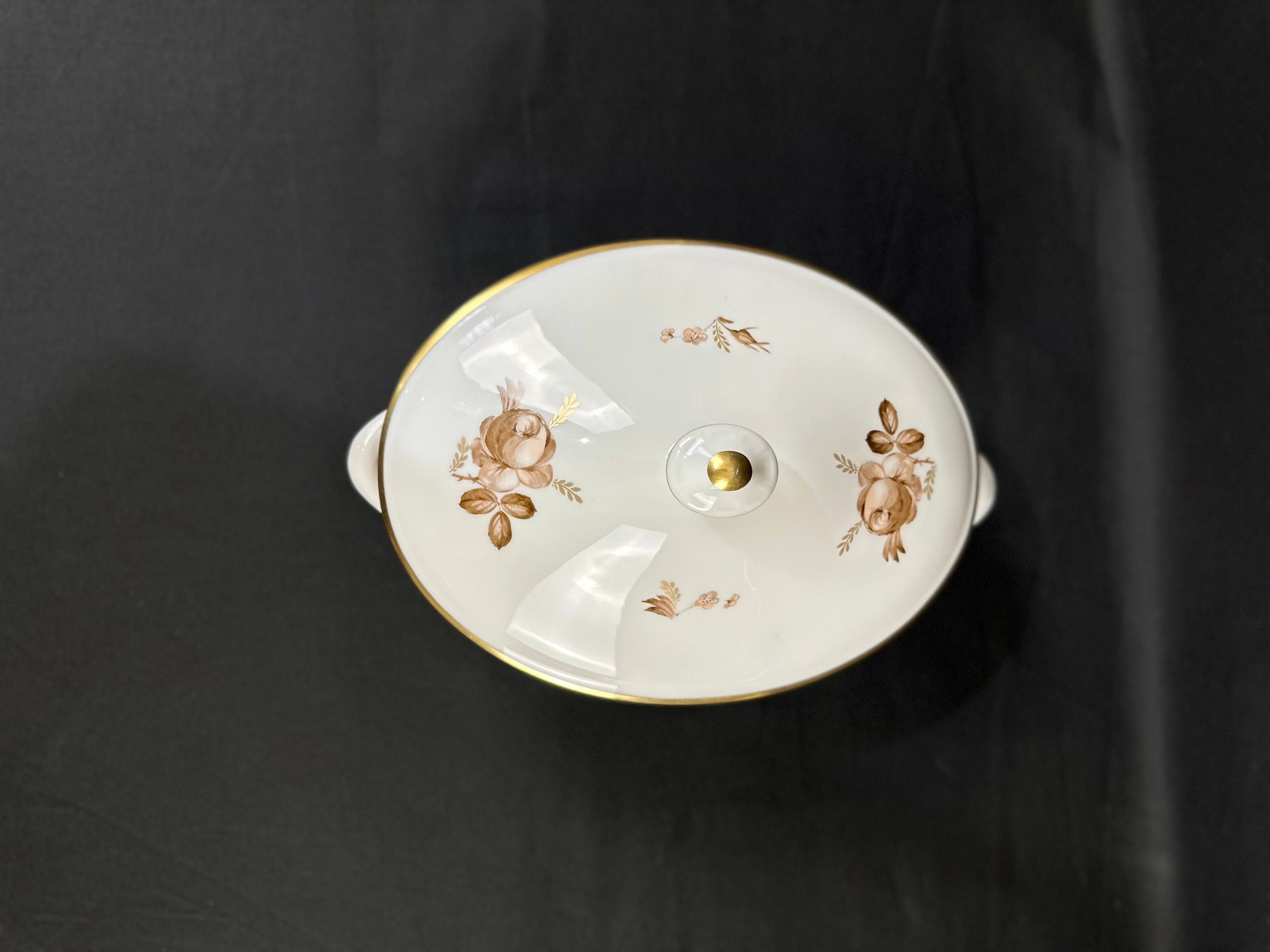 Royal Copenhagen Brown Roses Covered Serving Bowl