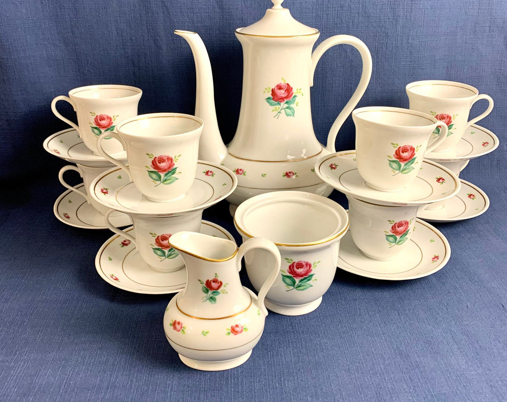 Vintage Hutschenreuther Coffee Dessert Set: Mid-Century German China