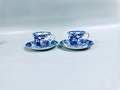 2 Royal Crown Derby Blue Mikado Teacups