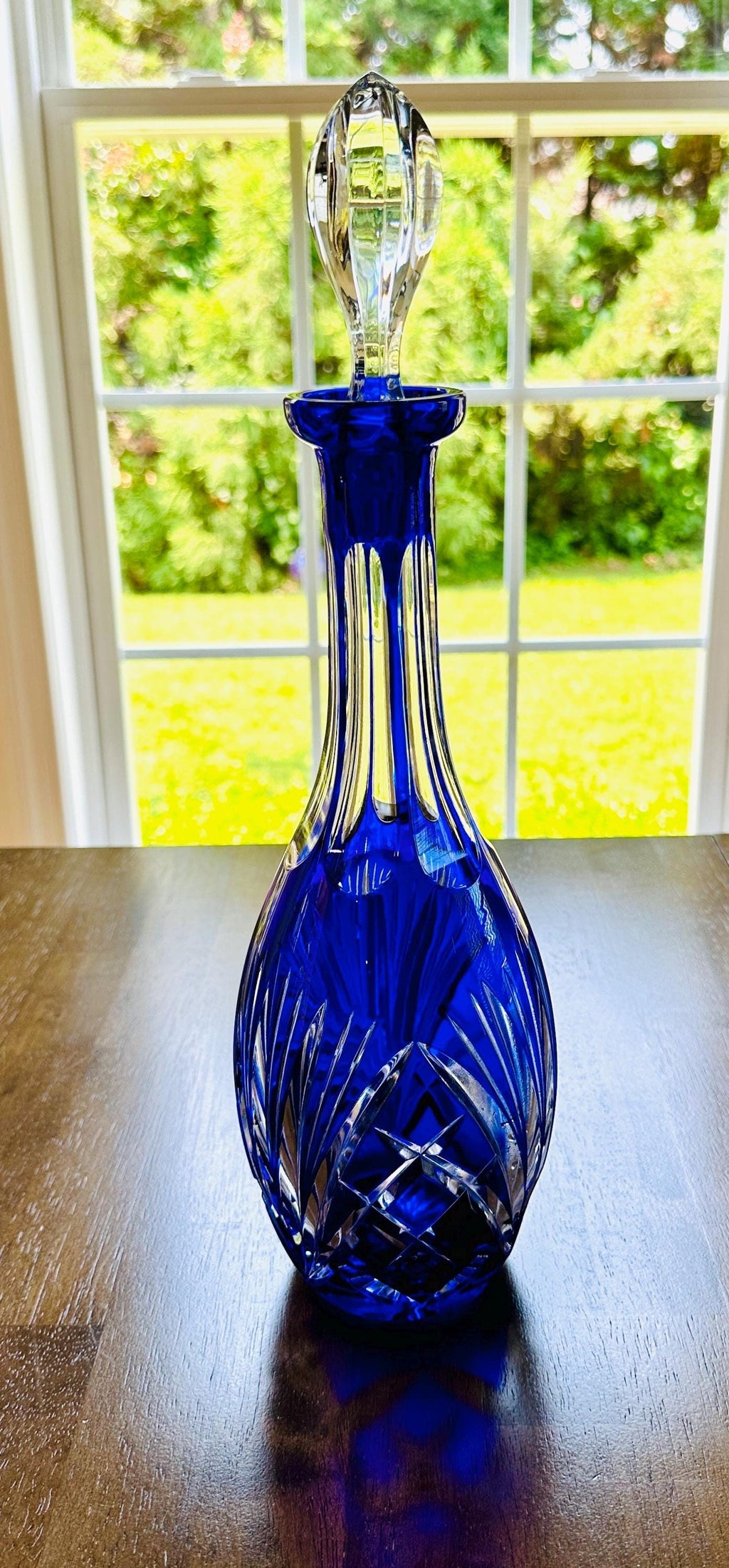 Gorham Cherrywood Cobalt Crystal Decanter 15”