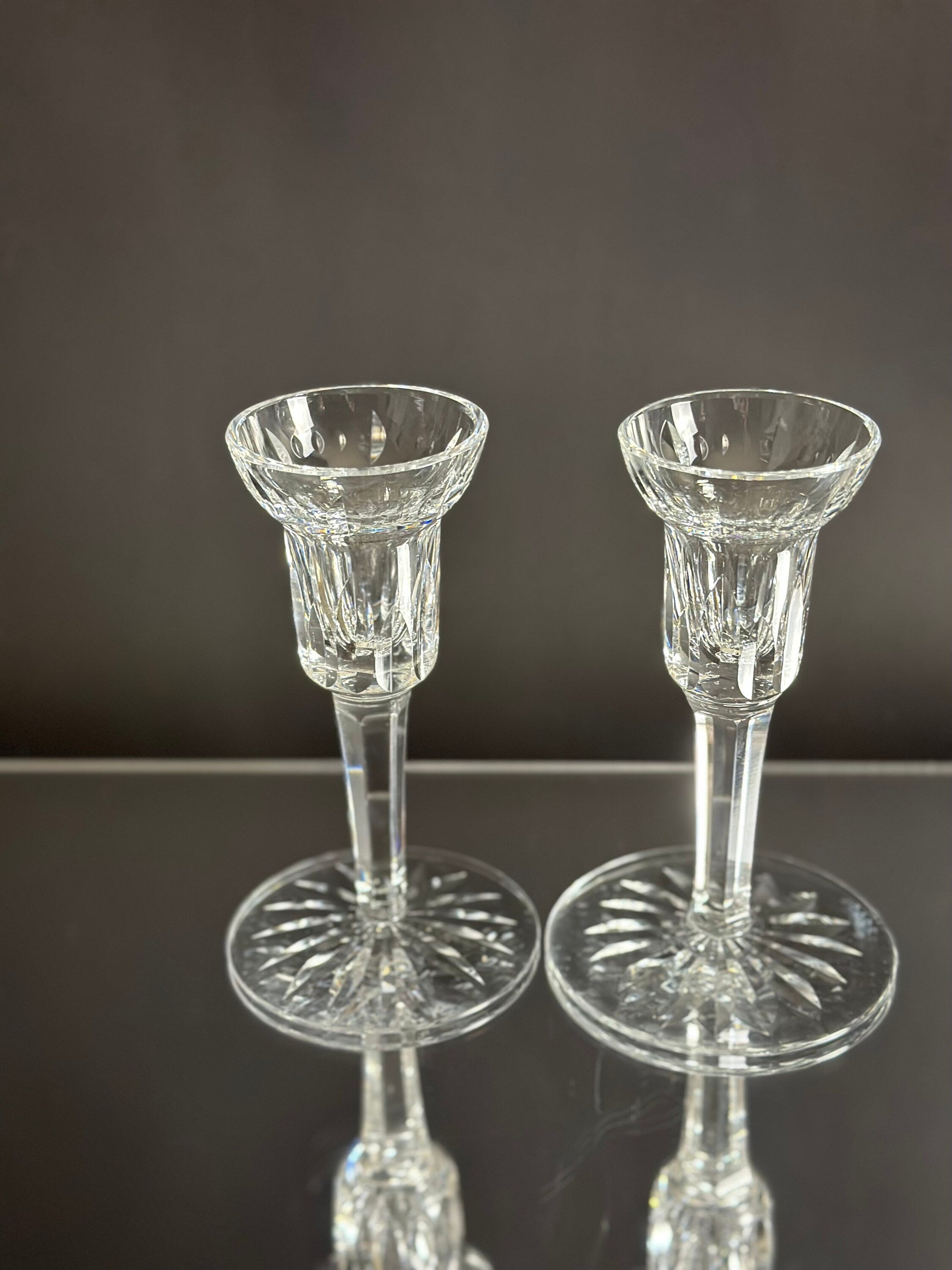 2 Waterford Crystal Candle Holders 5 1/4”