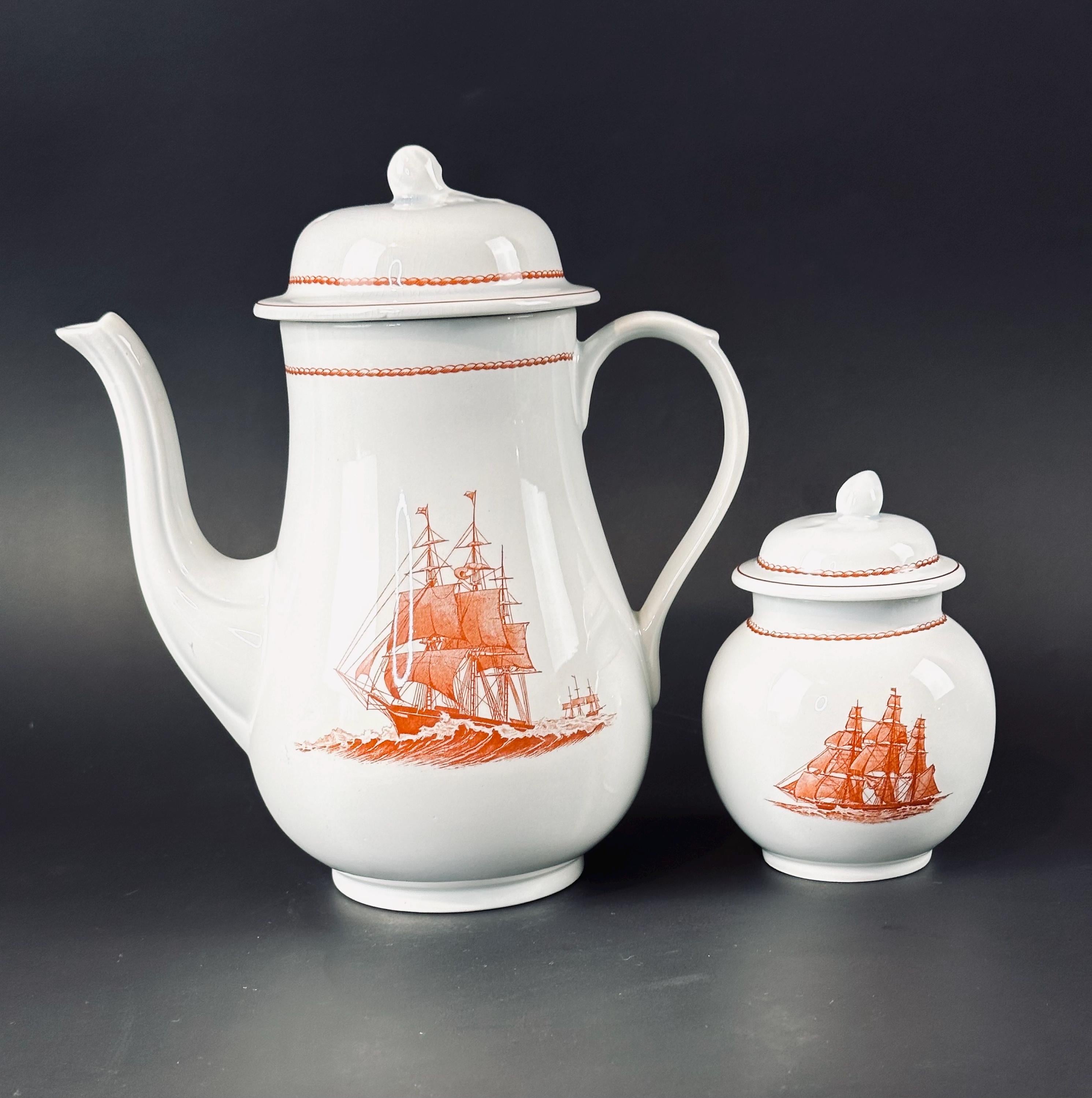 Wedgwood Flying Cloud Rust Teapot and Sugar Bowl