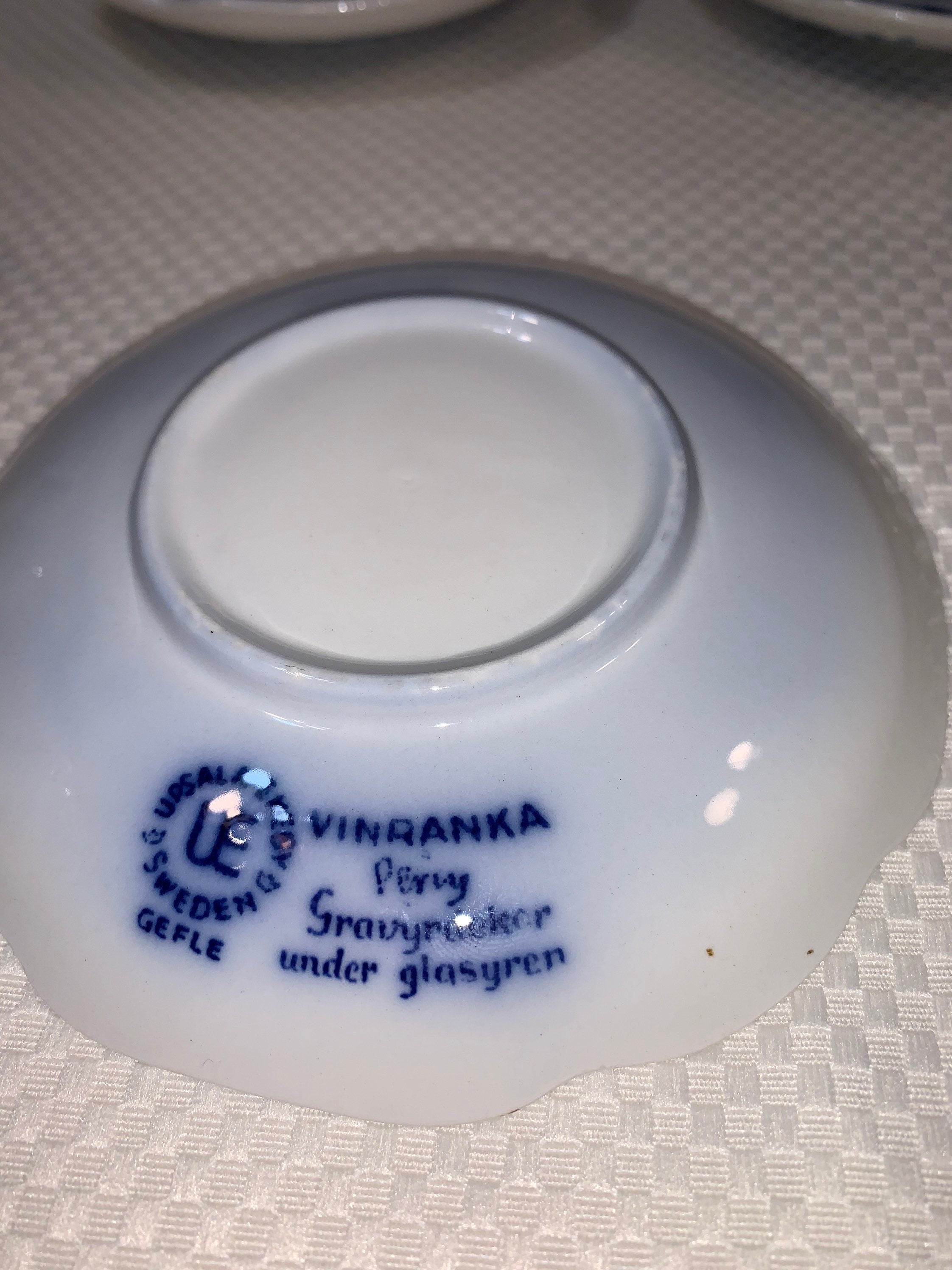 4 Gelfe Vinranka Flow Blue Teacups and Saucers
